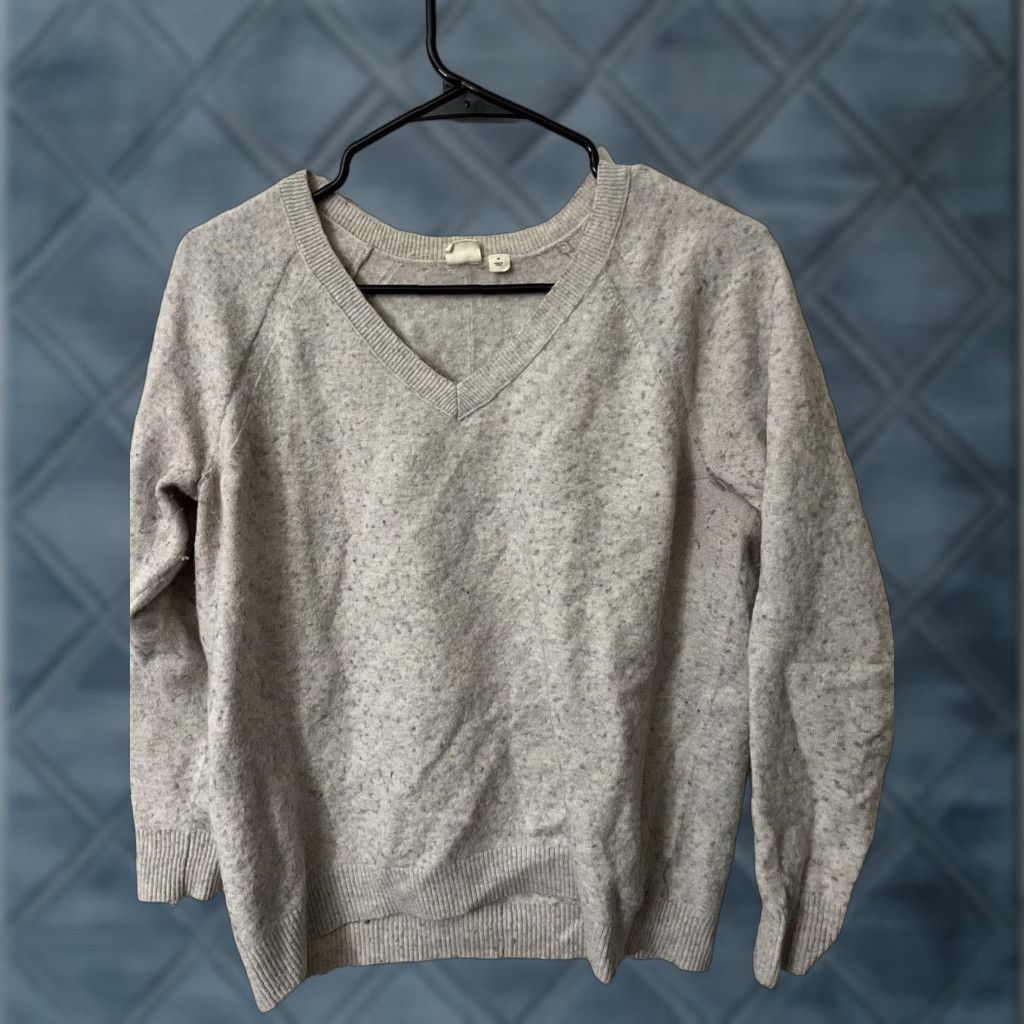 Gap Gap Women's Pullover Sweater V-Neck Long Sleeve Acrylic Gray Blue Size Medium Regular Size M / US 6-8 / IT 42-44 - 1 Thumbnail