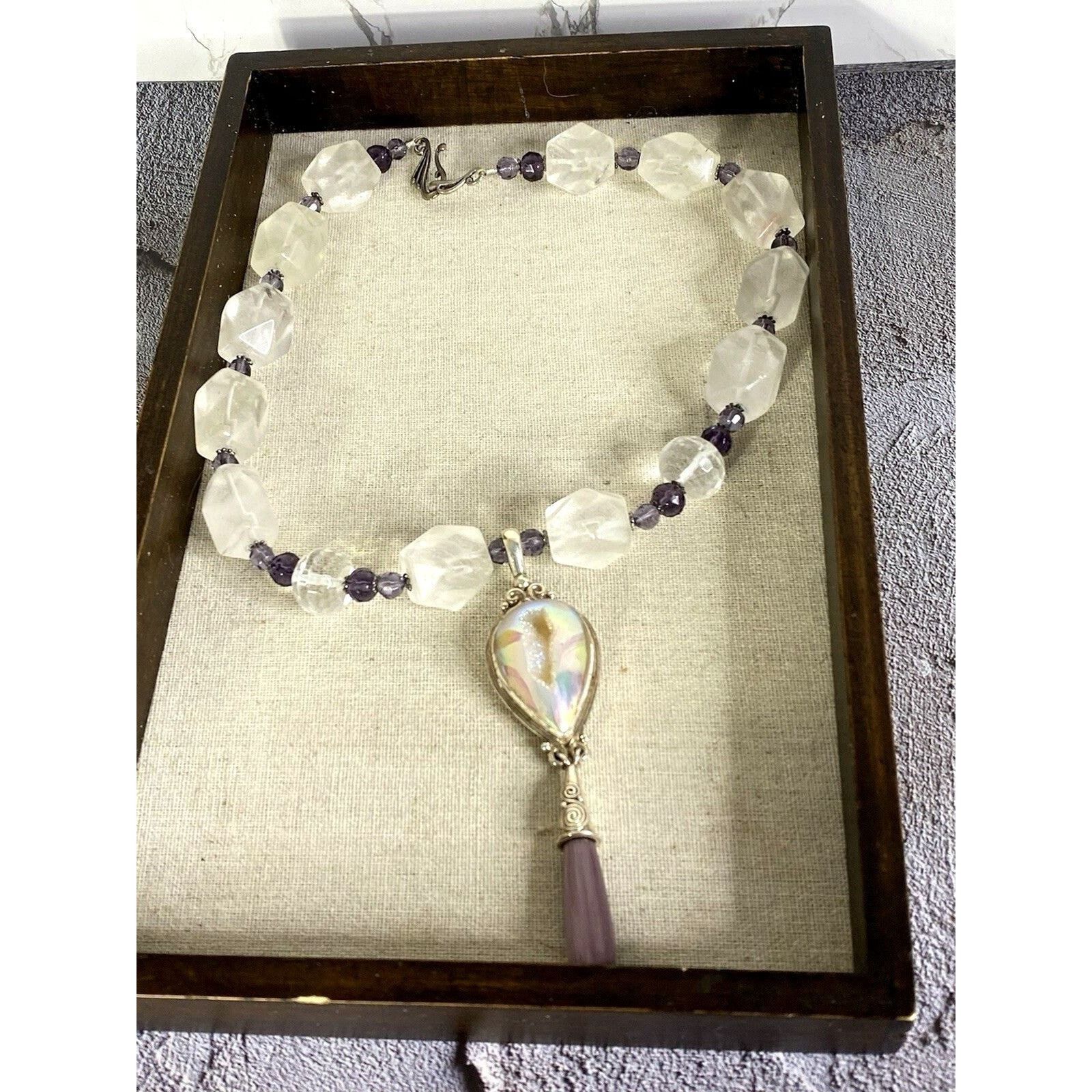 The Unbranded Brand SAJEN 925 STATEMENT PURPLE Catseye & DRUZY QUARTZ NECKLACE Size ONE SIZE - 2 Thumbnail