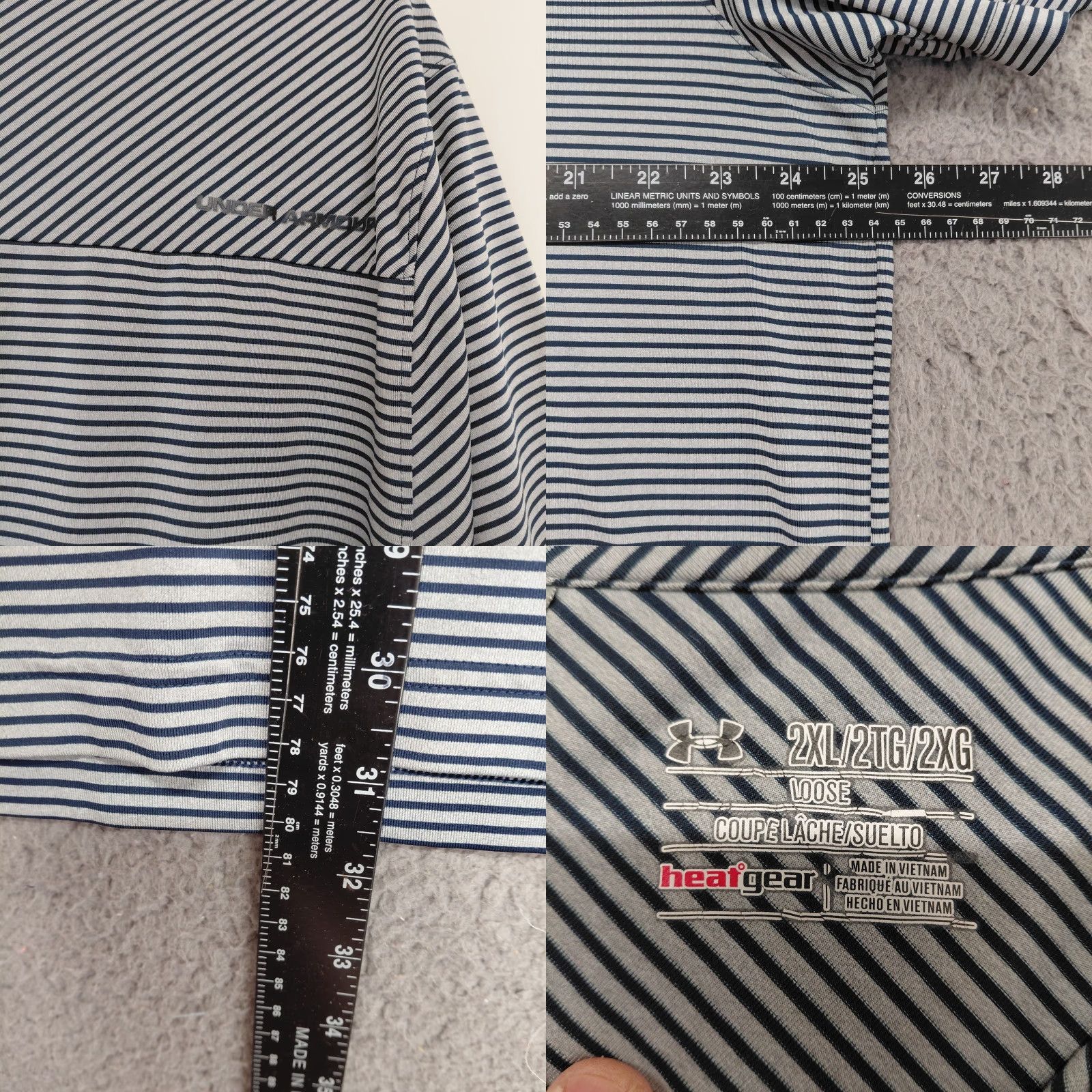 Under Armour Under Armour Polo Shirt Mens 2XL Blue Striped Golf Athleisure Stretch Casual Shirt Size US XXL / EU 58 / 5 - 8 Thumbnail