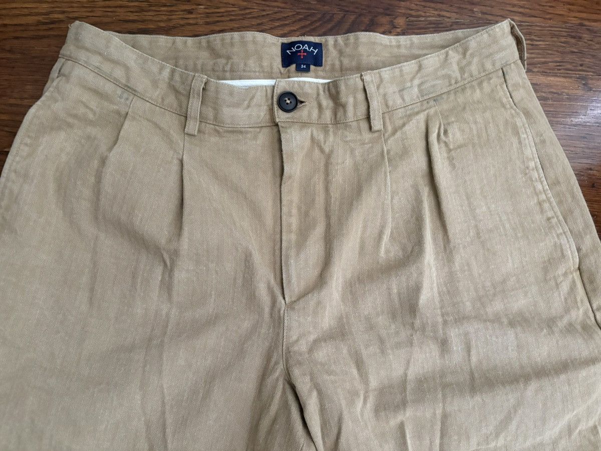 Noah Noah Double-Pleat Herringbone Pant Kahki Beige sz 34 Size US 34 / EU 50 - 3 Thumbnail