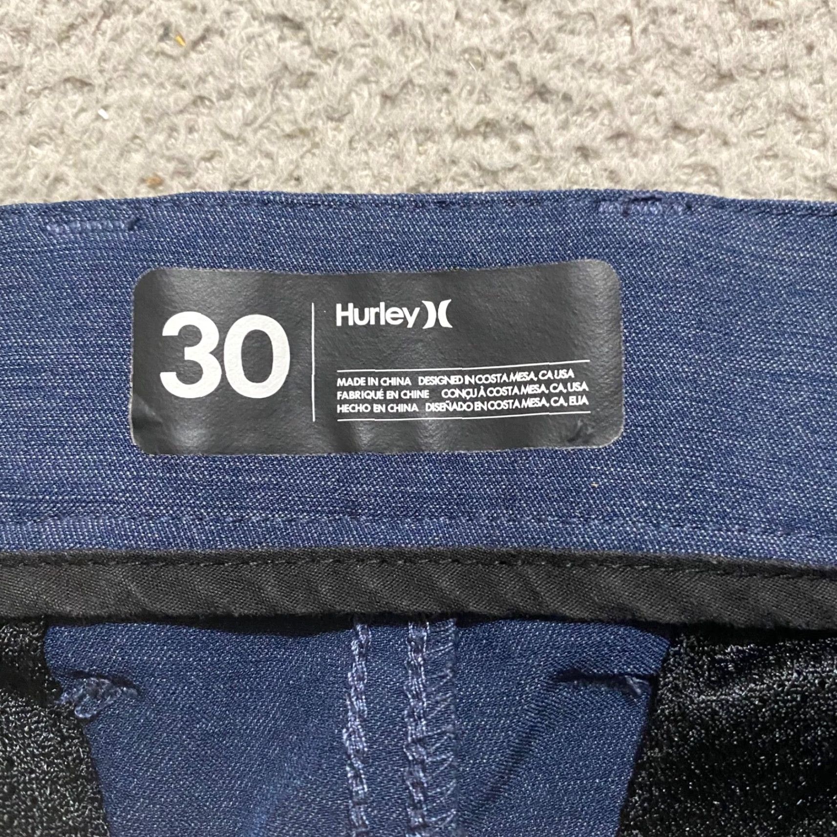 Hurley Hurley Mens Shorts Blue H20 Dri Chino Hybrid Outdoor Golf Beach Inseam 10" Regular 30 Blue Pockets Quick Dry Front Zipper Logo Outdoor Size US 30 / EU 46 - 3 Thumbnail