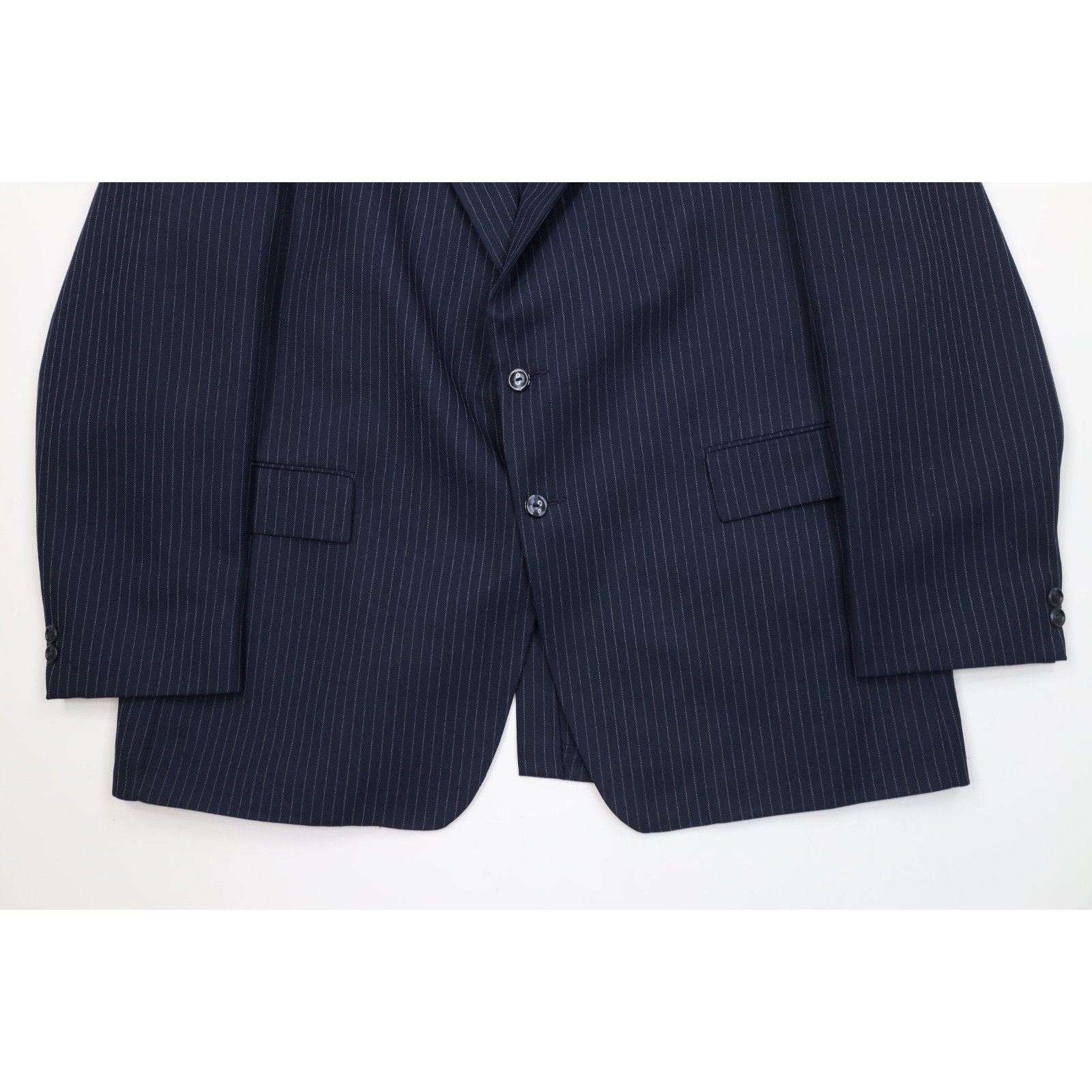 Vintage Vintage 70s 2 Piece Wool Blend Suit Wedding Blue Striped Size 46R - 4 Thumbnail