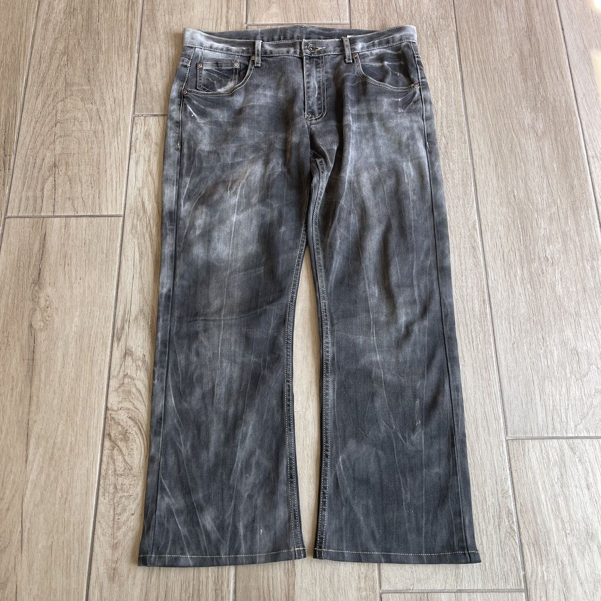 Japanese Brand Semantic Design Studded Bleach Streaks Bootcut
