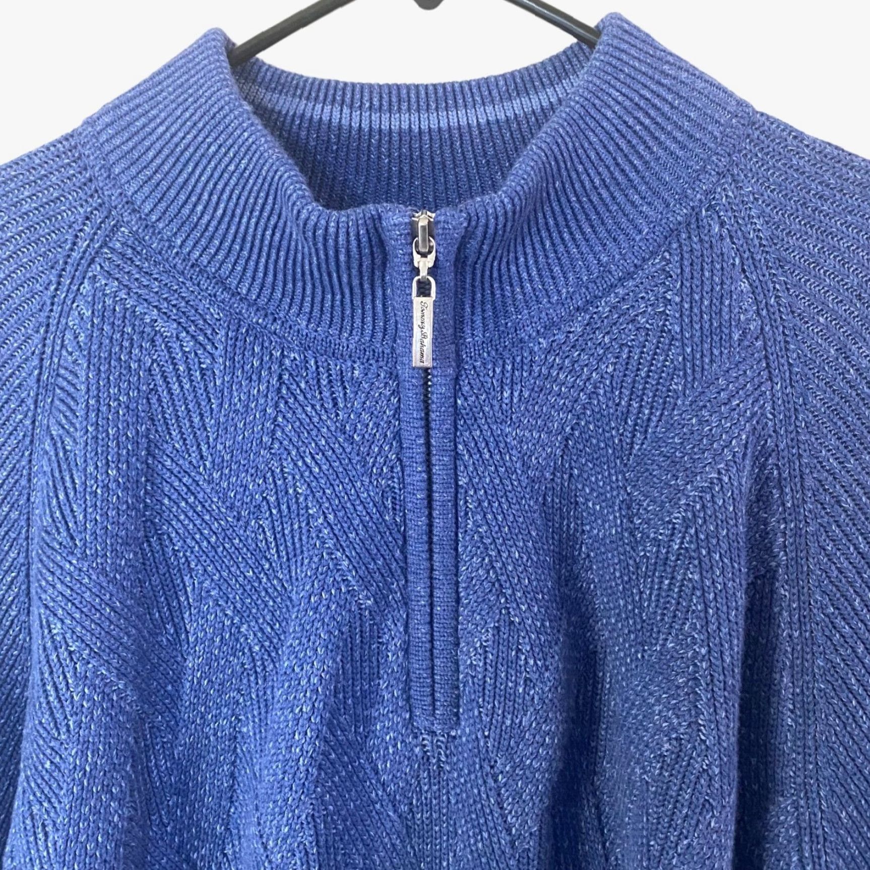 Tommy Bahama Tommy Bahama Napa Ridge 1/4 Zip Sweater Mens 2XL Blue Knit Pullover Mock Neck Long Sleeve Ribbed Diamond Basketweave Size US XXL / EU 58 / 5 - 5 Thumbnail