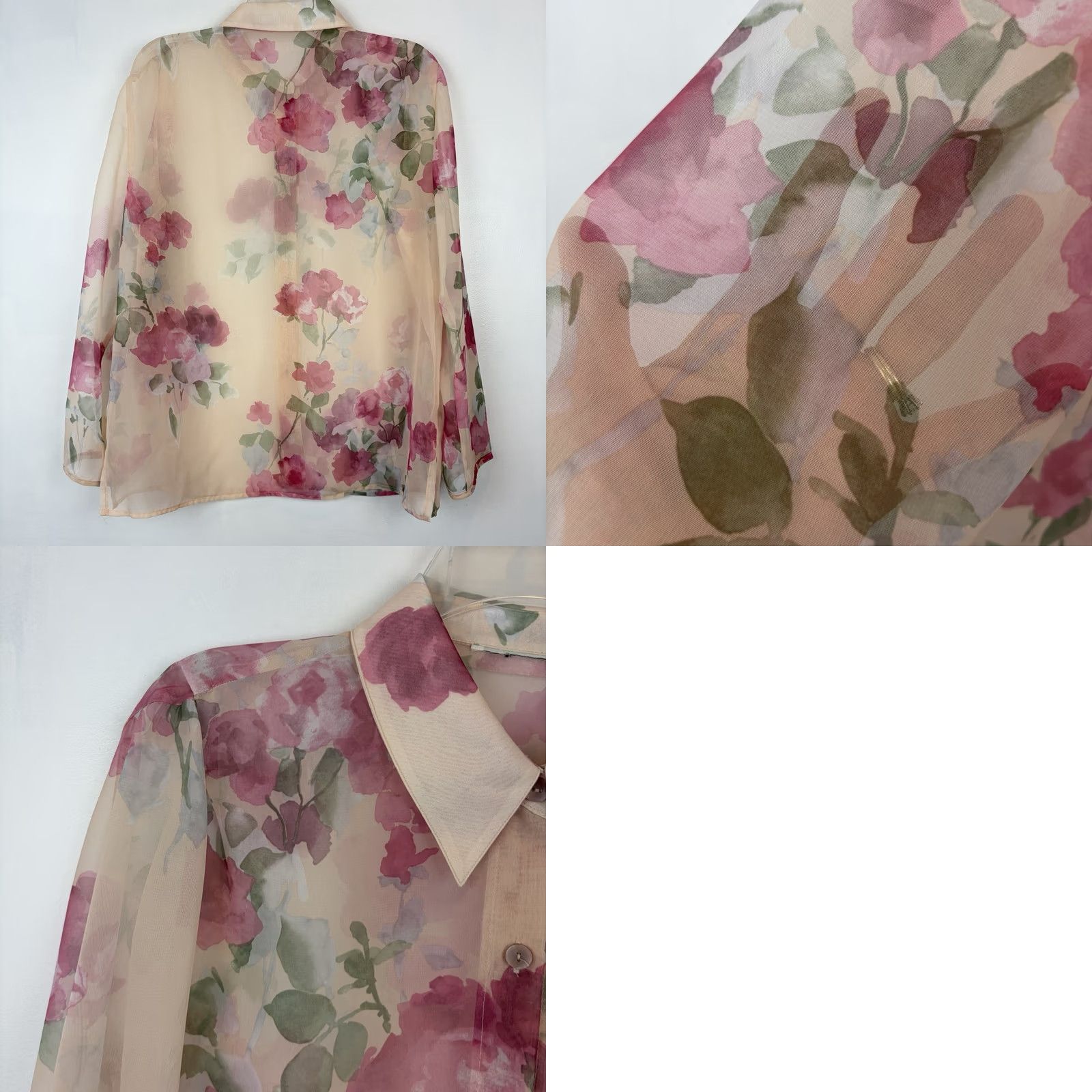 Vintage VINTAGE Boho Flowy Floral Sheer Chiffon Top Career Romantic Large Womens Size L / US 10 / IT 46 - 8 Thumbnail