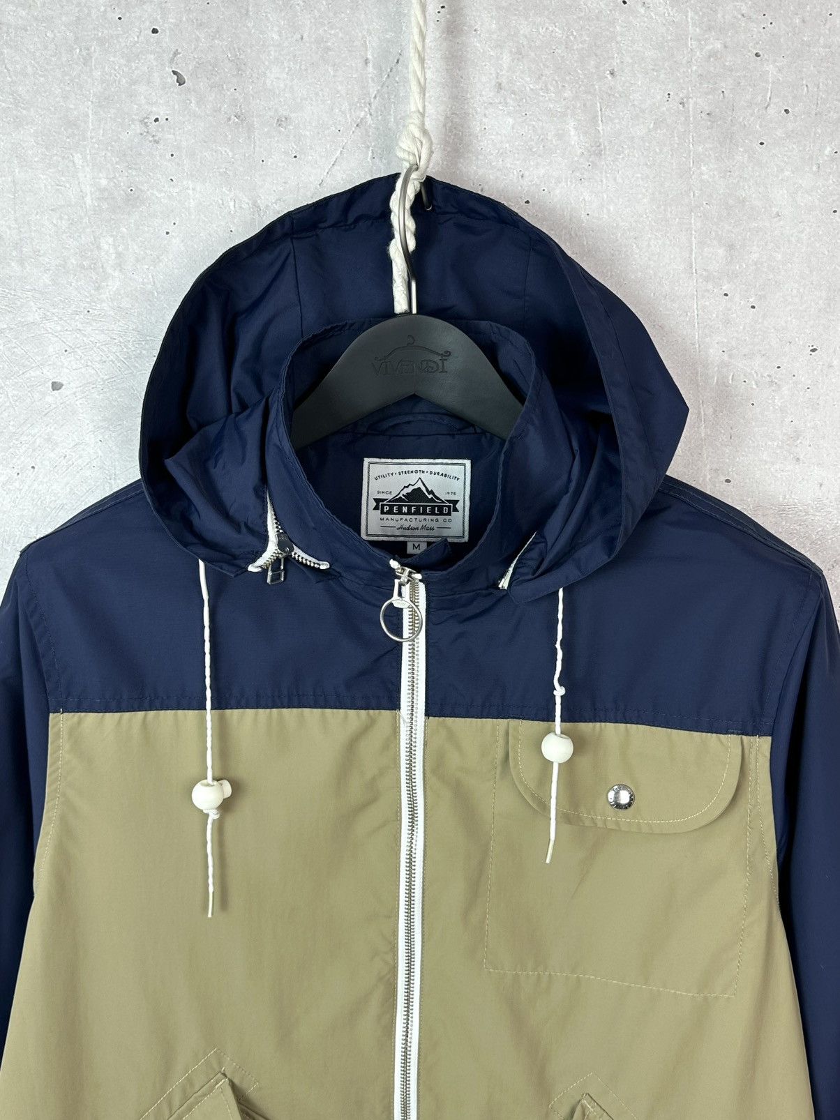 Penfield Penfield Blue-Beige Nylon Patch Pocket Men’s Hooded Jacket Size US M / EU 48-50 / 2 - 2 Thumbnail