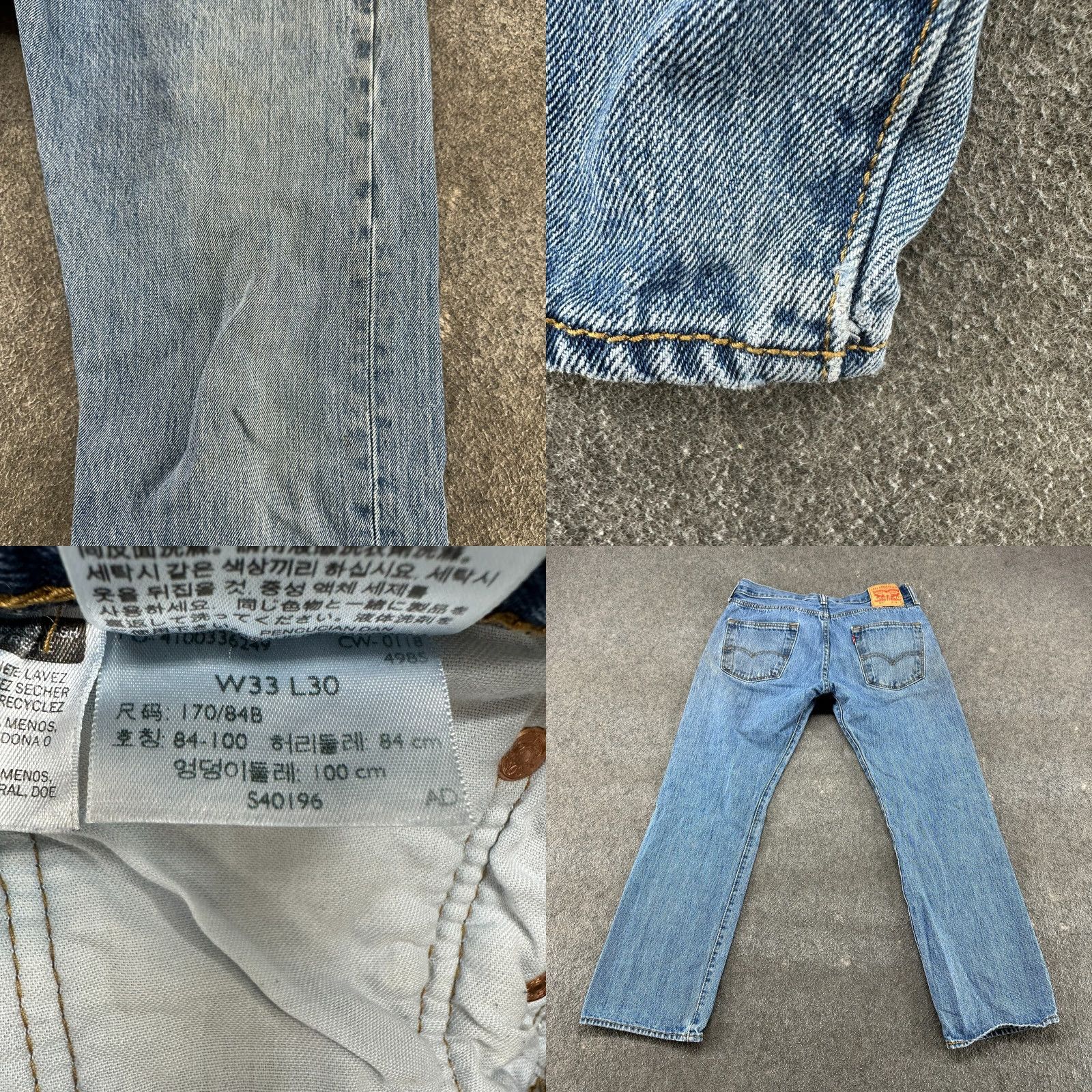 Levi's VINTAGE Levi's 501 Jeans Men 33x30 Blue Distressed Regular Fit Straight Inseam 30 Jeans Mens Levi's 500 Series Straight Size US 33 - 8 Thumbnail