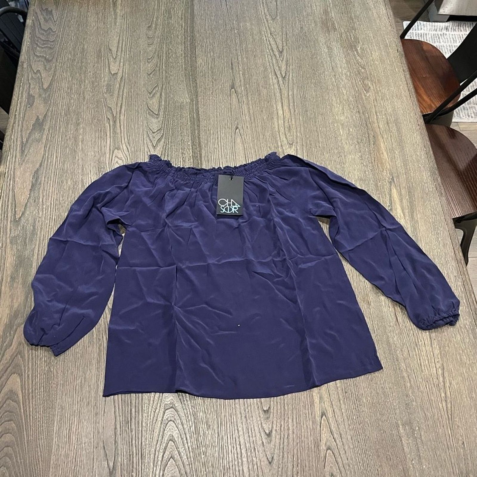 Vintage NWT Chaser Royal Blue Off Shoulder Blouse Size M Size M / US 6-8 / IT 42-44 - 1 Thumbnail