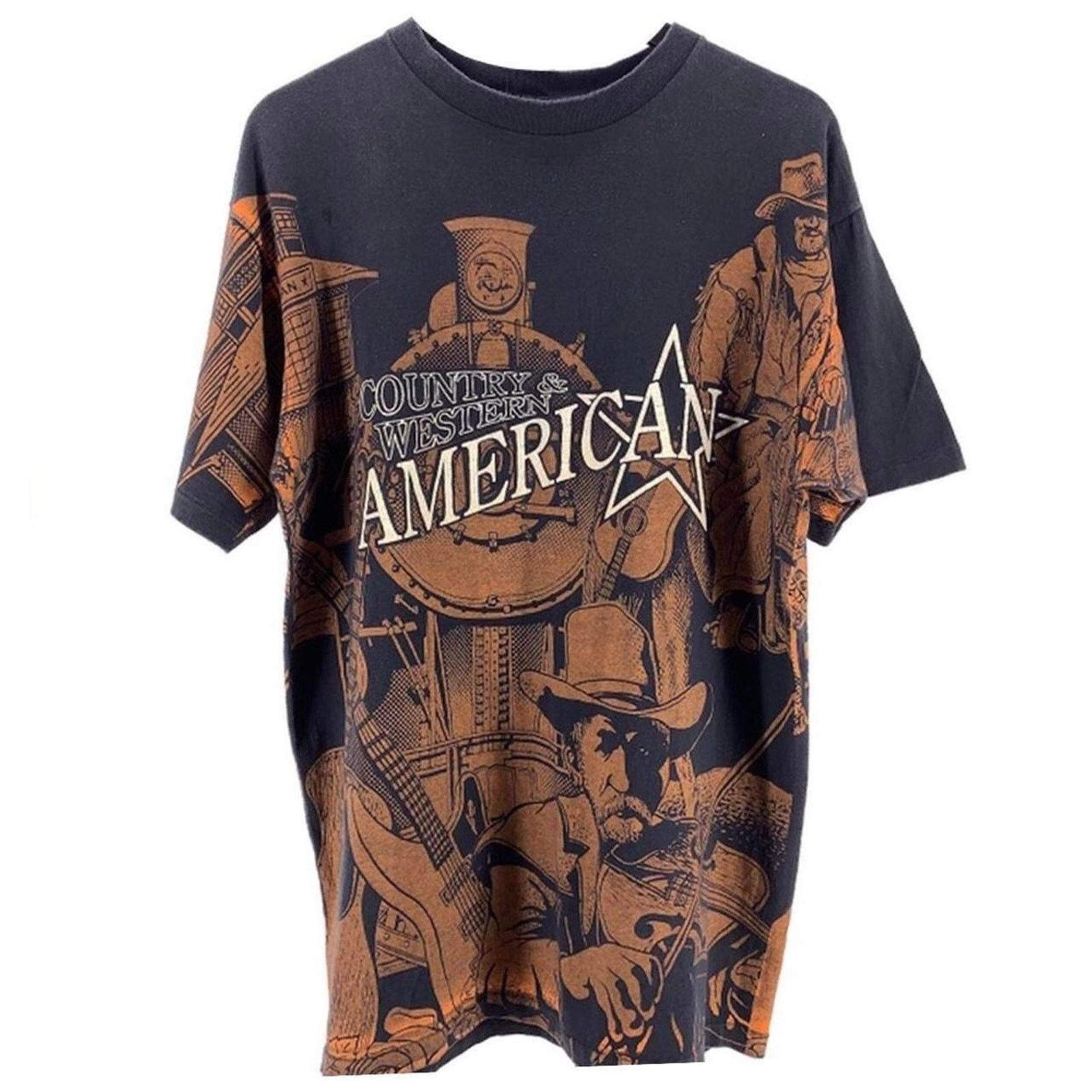 Vintage 90s Country & Western American AOP all over print tshirt Size US L / EU 52-54 / 3 - 1 Thumbnail