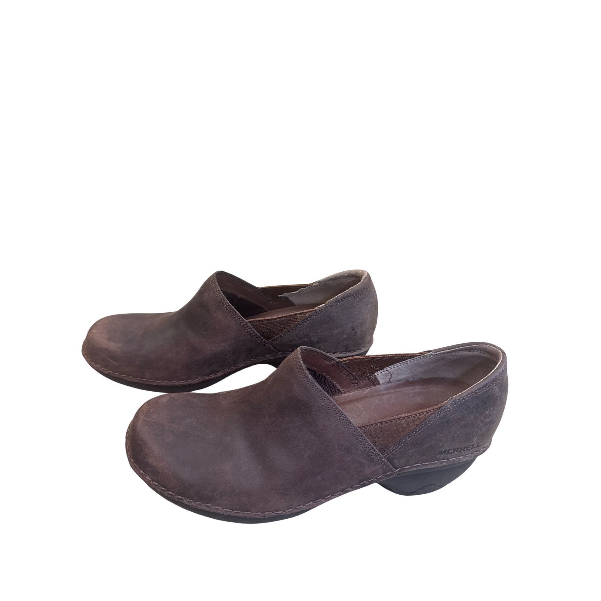 Merrell Merrell Womens Brown Leather Clogs Shoes Size 9.5 SKU 8243 Size US 9.5 / IT 39.5 - 3 Thumbnail
