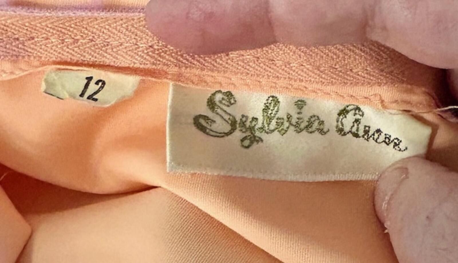 Unknown London Vtg Sylvia Ava Peach Long Sleeve Dress Pearl Embellishments Size ONE SIZE - 4 Thumbnail