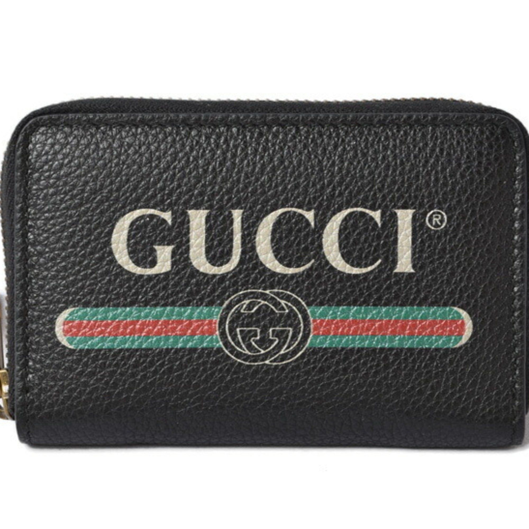 image of Gucci M2203-30-G Unisex Calfskin Coin Purse/coin Case Black, Women's