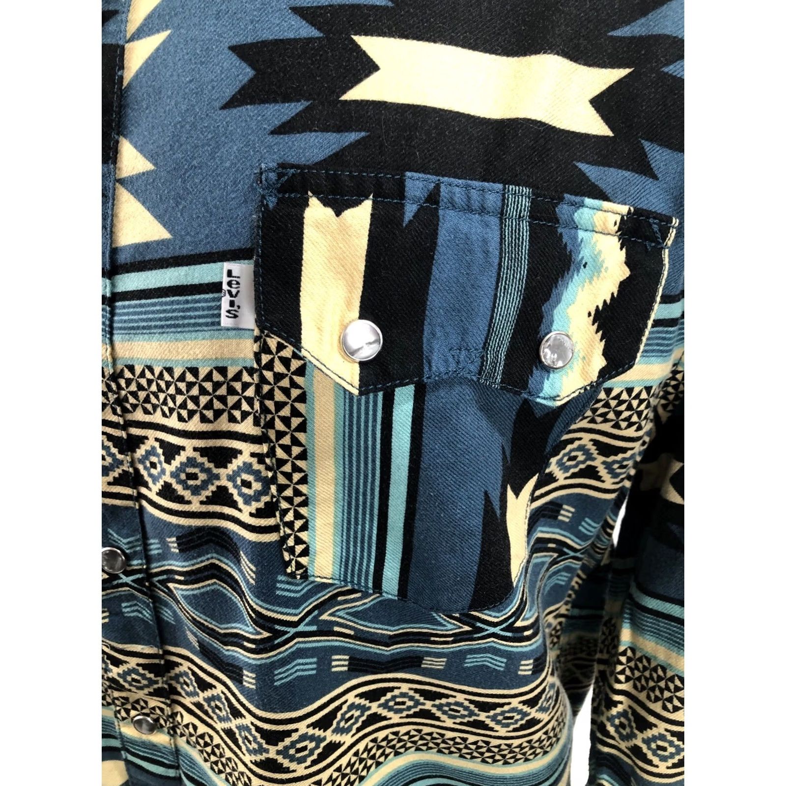 Levi's LEVI STRAUSS Western Shirt Mens L Multicolor PEARL SNAP SAWTOOTH AZTEC SOUTHWEST Size US L / EU 52-54 / 3 - 3 Thumbnail