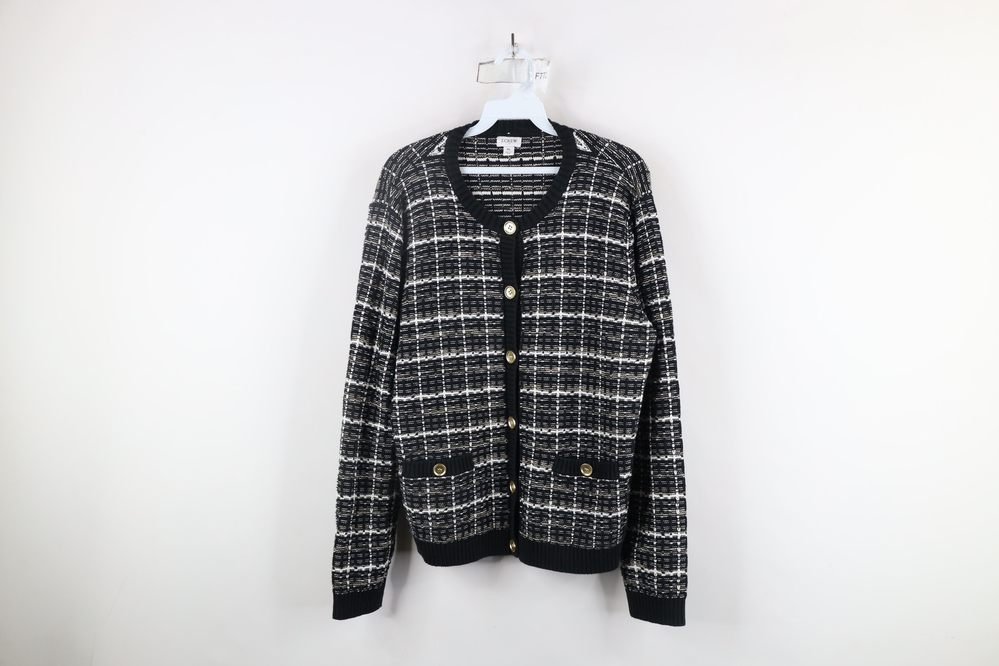 J.Crew × Vintage J Crew Lady Cardigan Sweater Jacket Striped Brushed Yarn Size XL / US 12-14 / IT 48-50 - 1 Thumbnail