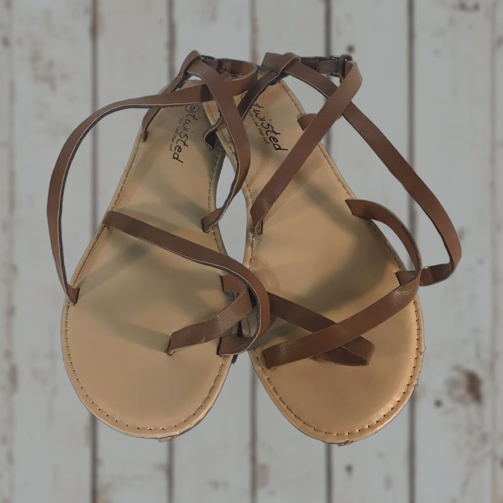 Twisted X Twisted Brown Leather Strappy Flat Sandals Womens Size 9 Adjustable Buckle Comfort Size US 9 / IT 39 - 1 Thumbnail