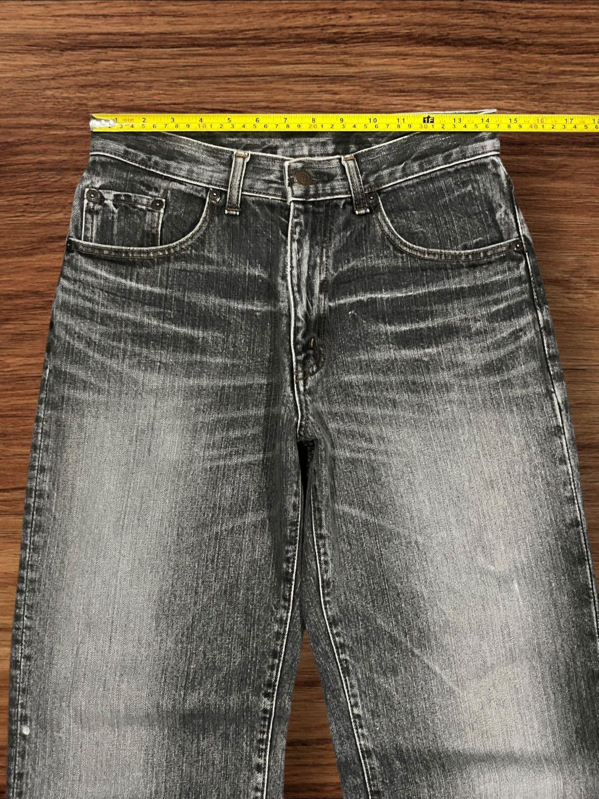 Japanese Brand ⚡️Distressed⚡️Vintage Japanese Brand GL Heart Black Faded Jean Size US 28 / EU 44 - 11 Thumbnail