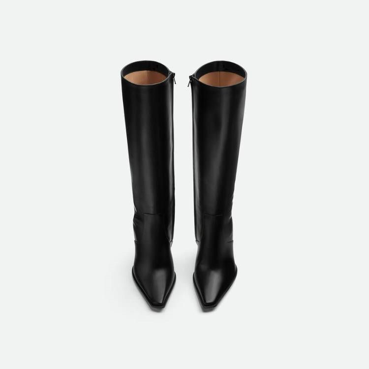 Bottega Veneta o1s1rm0426 Tex Leather Knee Boots in Black/Gold Size US 10 / IT 40 - 4 Thumbnail