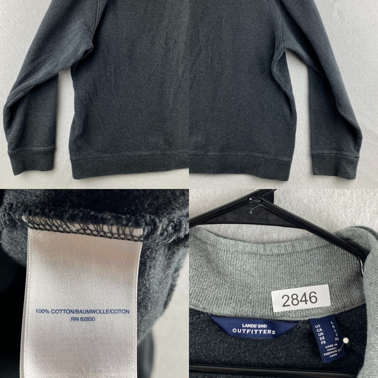 Lands' End Lands' End Sweater Mens Large L Gray 1/4 Button Pullover Fleece Long Sleeve Regular Fit Casual Modern Mens Size US L / EU 52-54 / 3 - 10 Thumbnail
