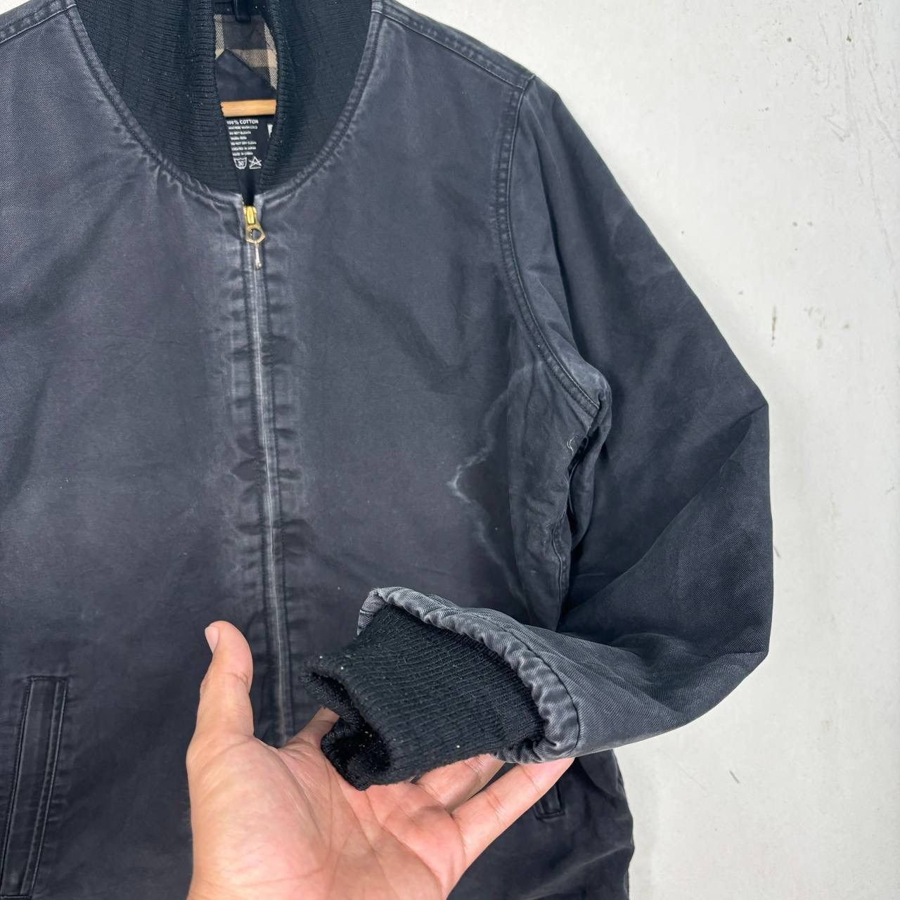 Japanese Brand Bluco Paxon Bomber Jacket Black Stone Washed Denim Jacket Size US L / EU 52-54 / 3 - 5 Thumbnail