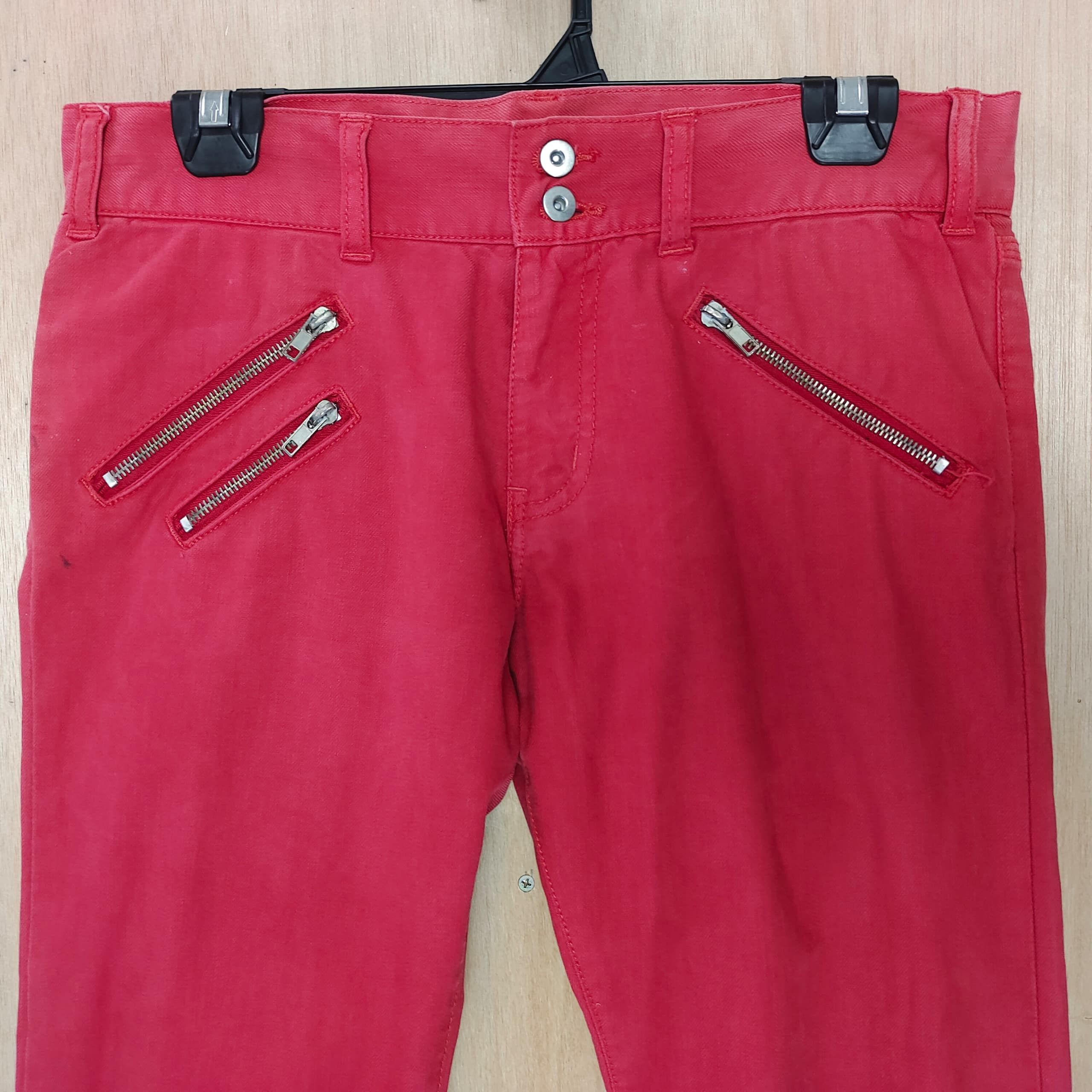 If Six Was Nine × Japanese Brand × Seditionaries RARE HIKARI SHOJI BONDAGE ZIPPER POCKET RED BIKE JEANS PANTS Size US 32 / EU 48 - 3 Thumbnail