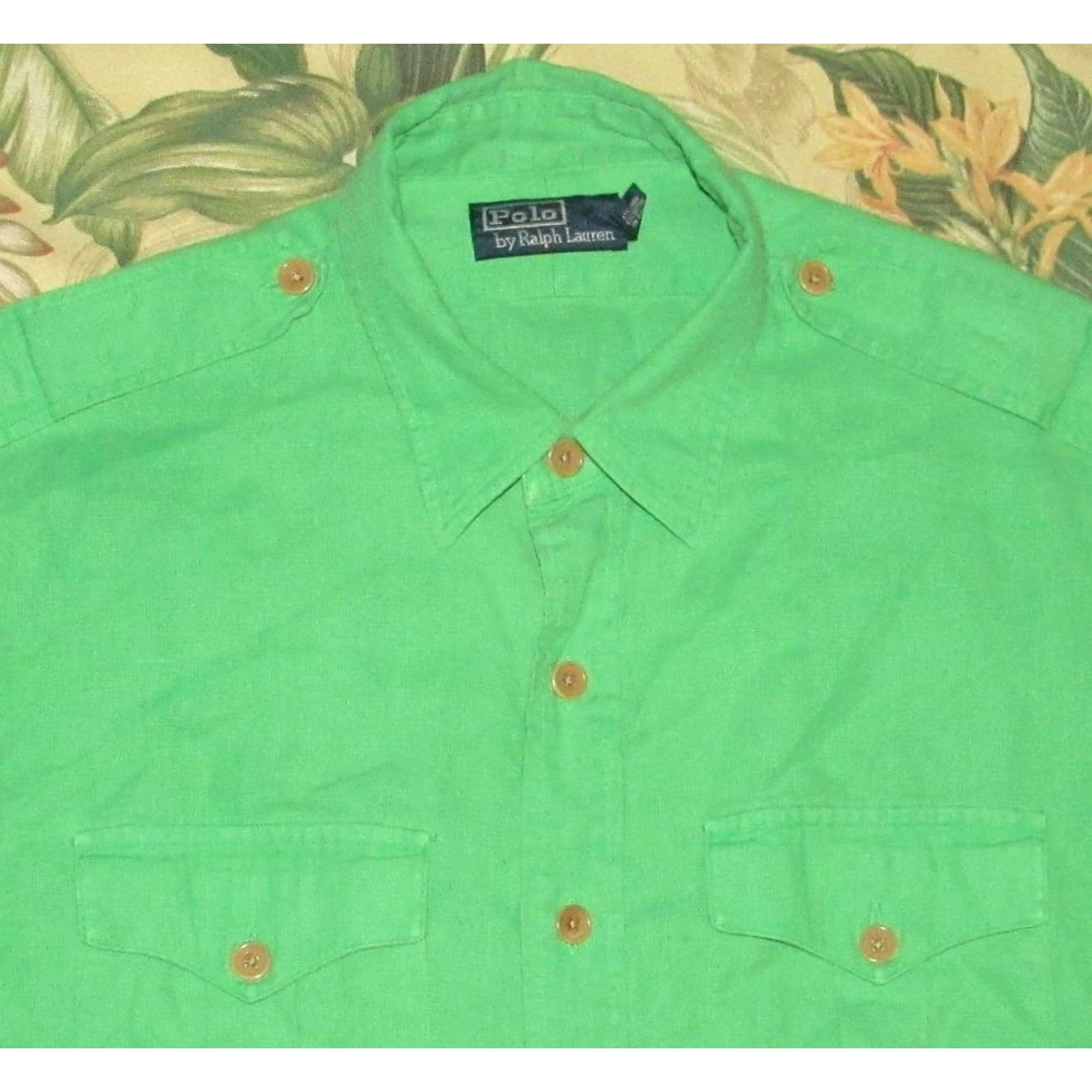 Ralph Lauren Vtg Polo RALPH LAUREN Green Linen Cotton Blend Long Sleeve Button Down Shirt L Mens Size US L / EU 52-54 / 3 - 2 Thumbnail