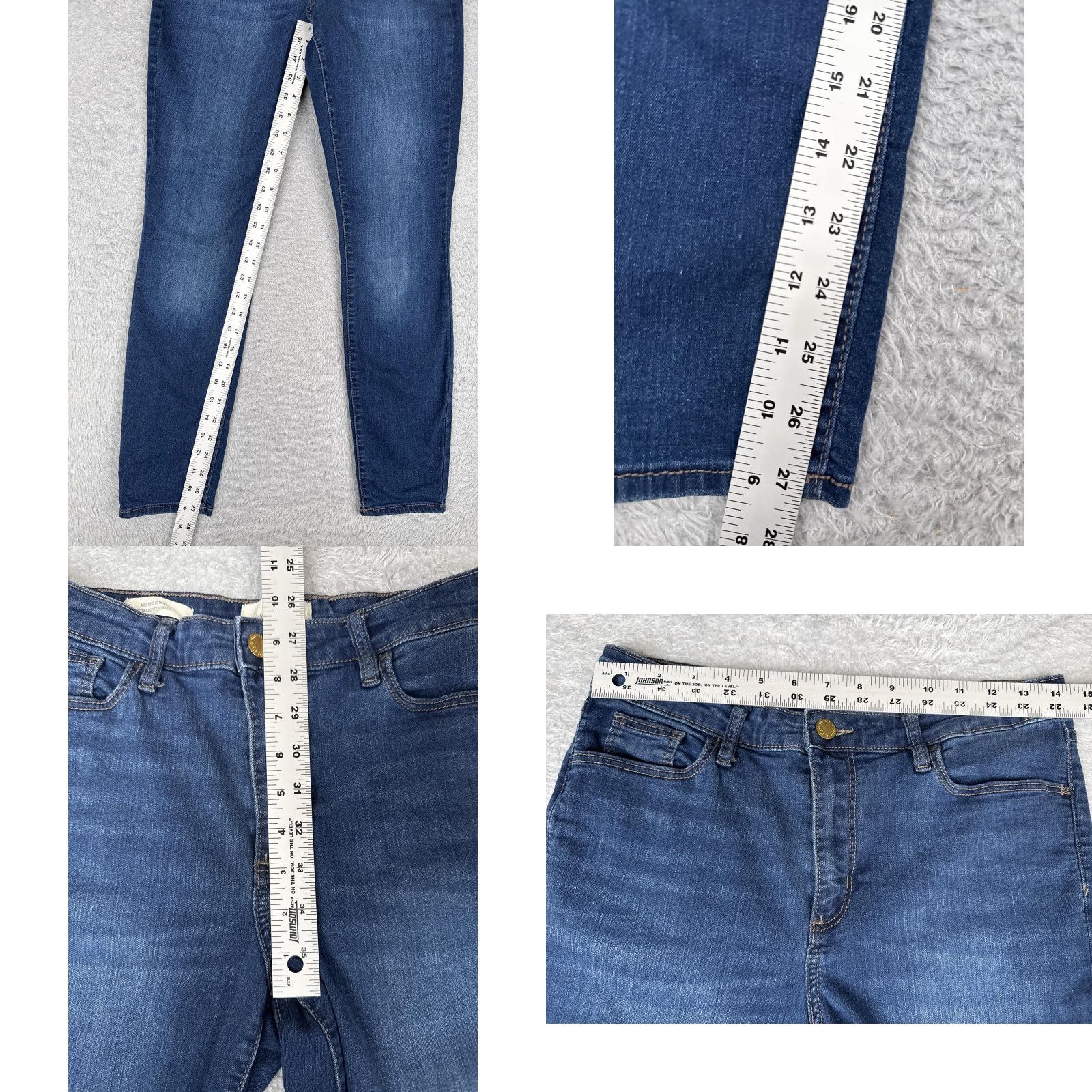 Vintage Universal Thread Jeans Women 28x28 Blue Mid Rise Skinny Stretch Denim Dark Wash 90s Size 28" / US 6 / IT 42 - 8 Thumbnail