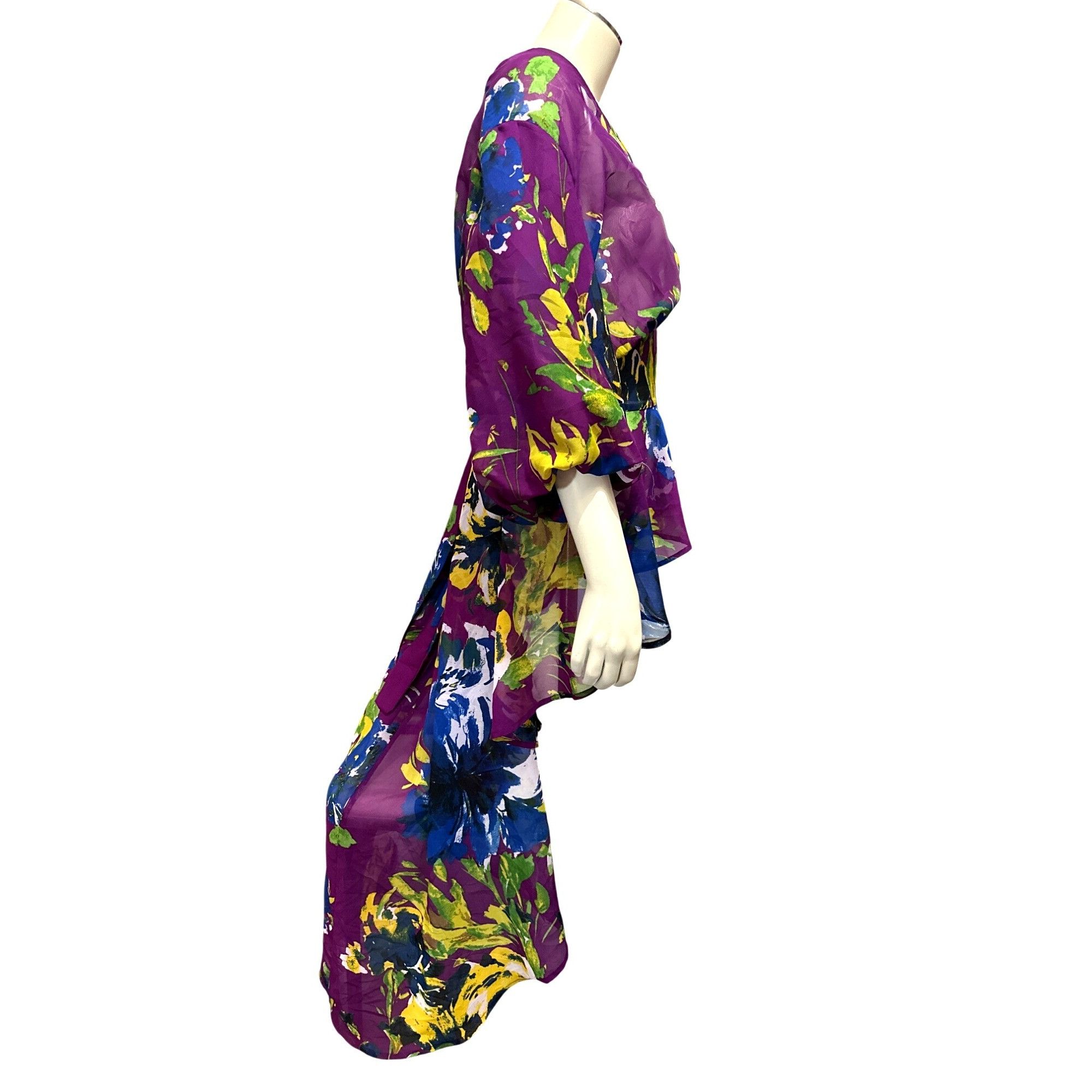 Other Ashley Stewart Size 14 Purple Sheer Floral Dress High Low He Size XL / US 12-14 / IT 48-50 - 8 Thumbnail