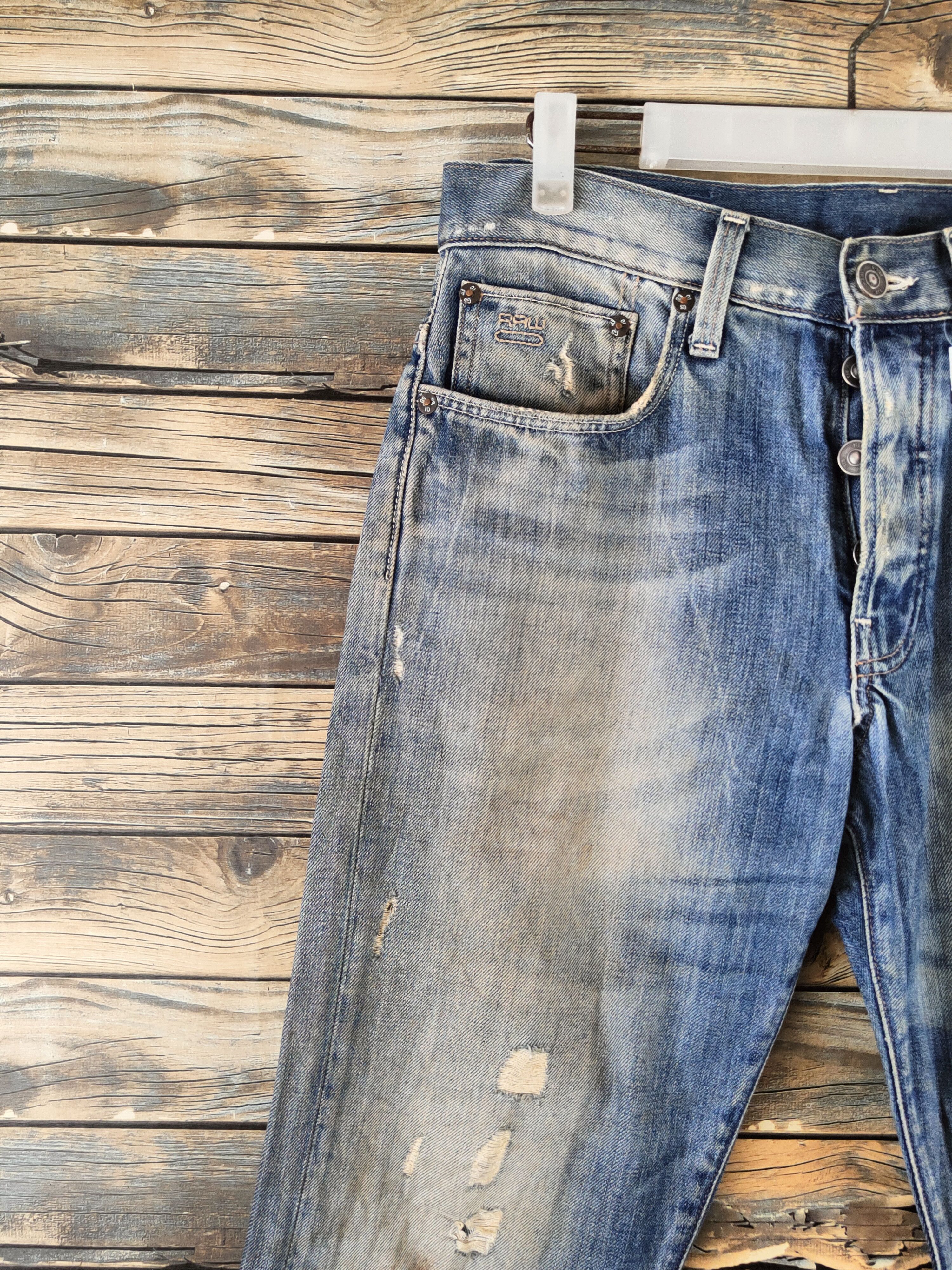 G-Star DL G-star Raw Blue Distressed Ripped Jeans #46-963 Size US 31 - 4 Thumbnail