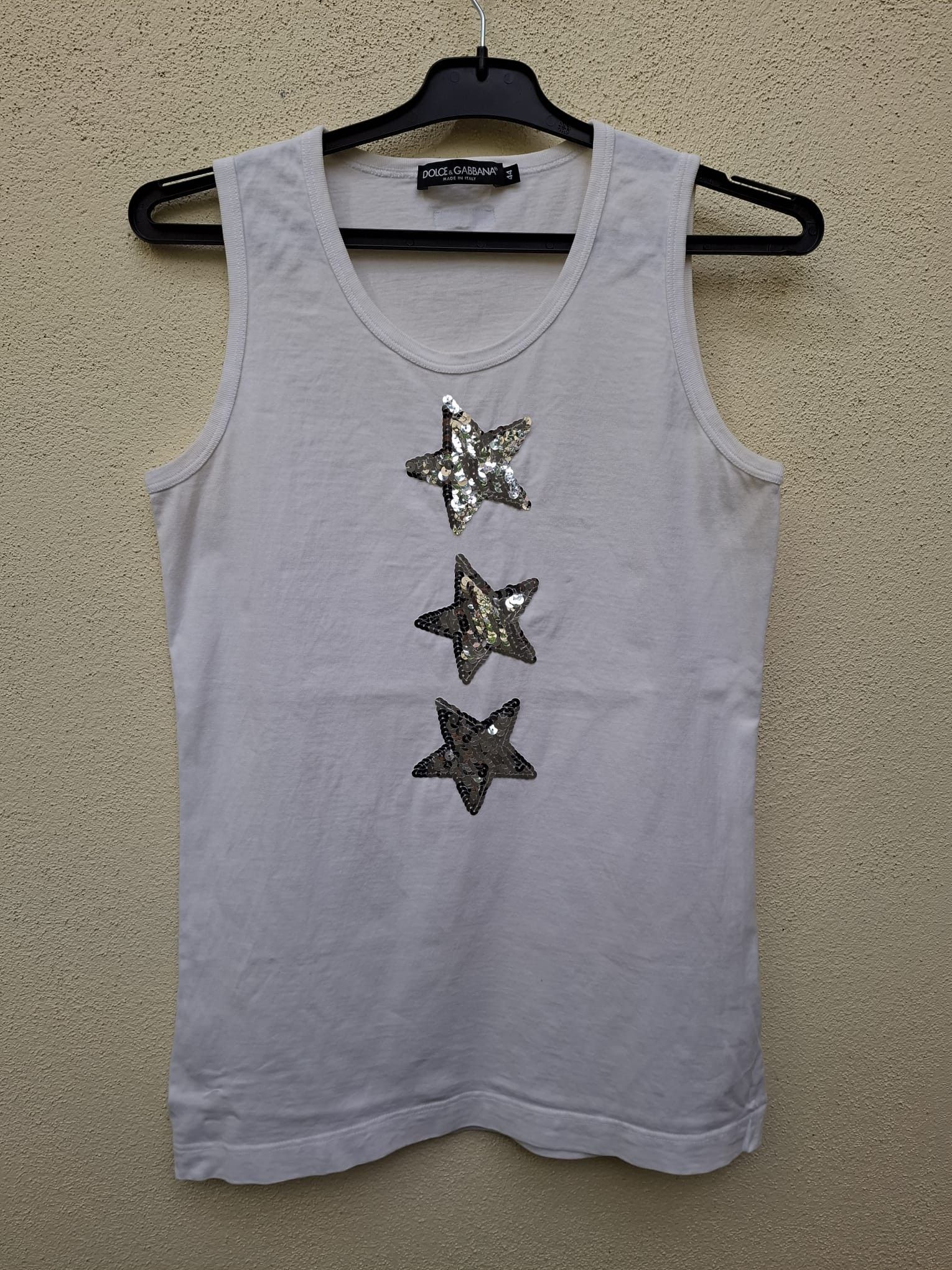 Dolce & Gabbana Dolce & Gabbana Cotton Tank Top with Sequin Stars (IT 44/L) Size M / US 6-8 / IT 42-44 - 1 Thumbnail