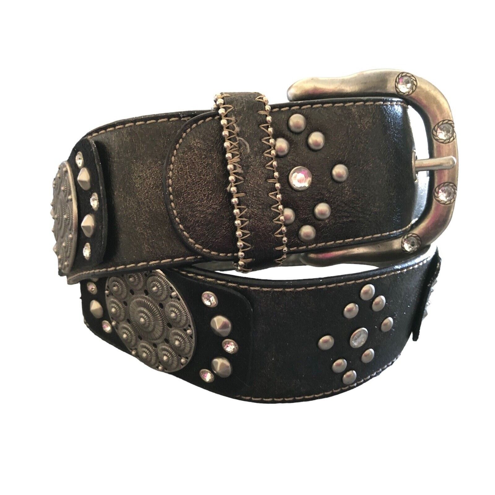 Other NWT KATHY Van Zeeland Belt Circle Disc Silver Metallic Sz M Size ONE SIZE - 10 Thumbnail