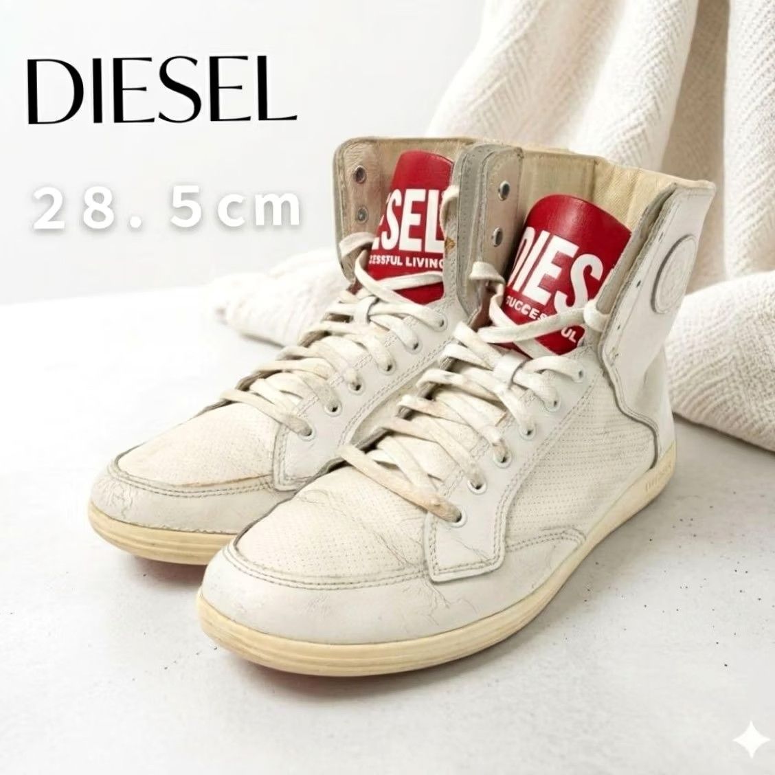 Diesel VINTAGE Diesel Men 10.5US GulliverⅠ White High Cut Luxury Casual City 90s 00s Sneaker Size US 11 / EU 44 - 2 Thumbnail