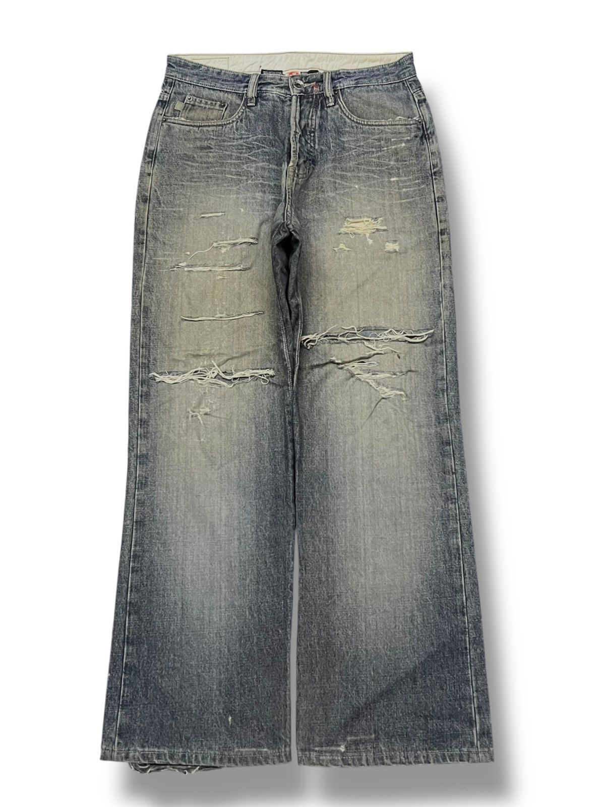 Obey × Shepard Fairey Baggy Vintage The Obey Fiend Club - Faded, Distressed Denim Size US 30 / EU 46 - 2 Thumbnail