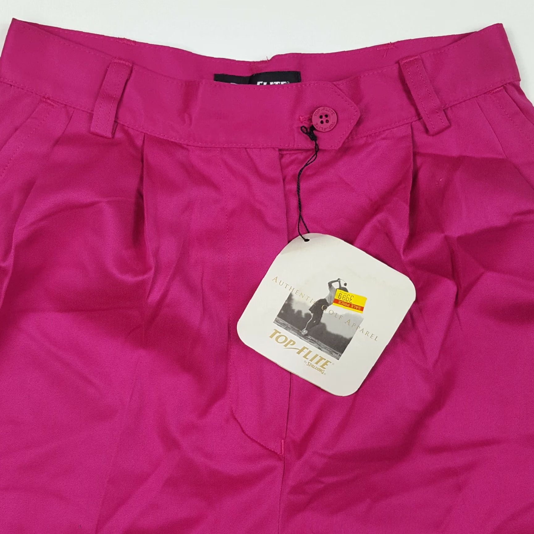 Spalding VINTAGE Spalding Golf Womens High Waist Shorts 8 Pink 90s Outdoor Athletic Pleated Twill Polyester Solid Buttons Zip Rise High Womens Size 26" / US 2 / IT 38 - 2 Thumbnail