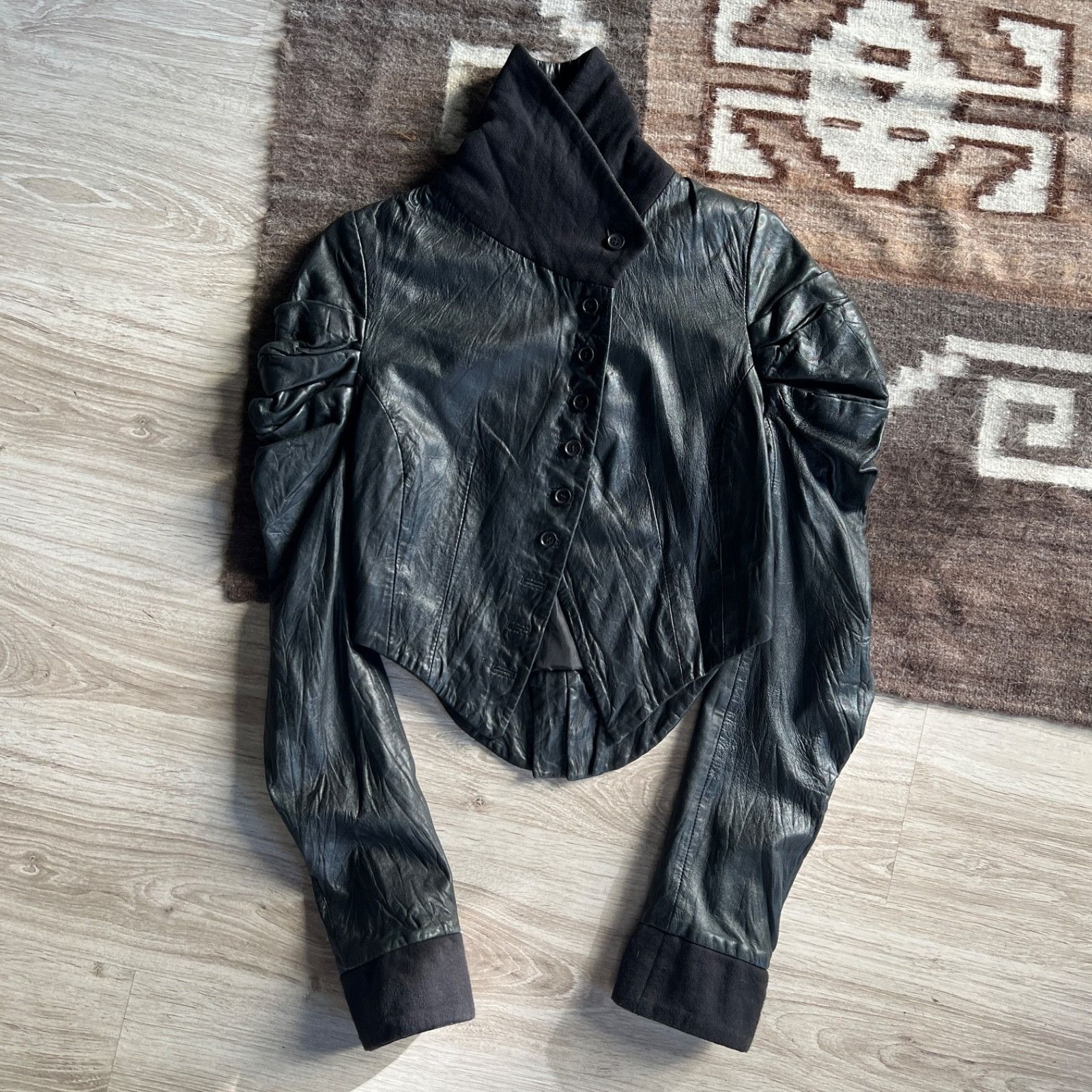 If Six Was Nine Religion Leather Jacket Y2K Gothic Biker 9941AC Size XS / US 0-2 / IT 36-38 - 9 Thumbnail