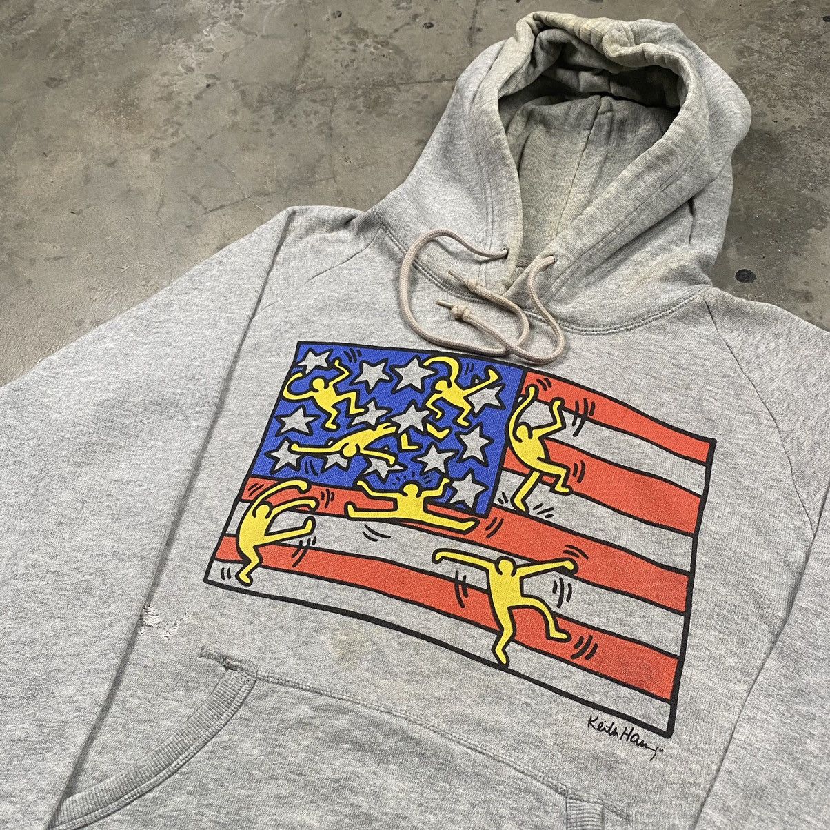 Keith Haring × Vintage y2k Keith Haring USA Flag Art Distressed Pullover Size US M / EU 48-50 / 2 - 2 Thumbnail