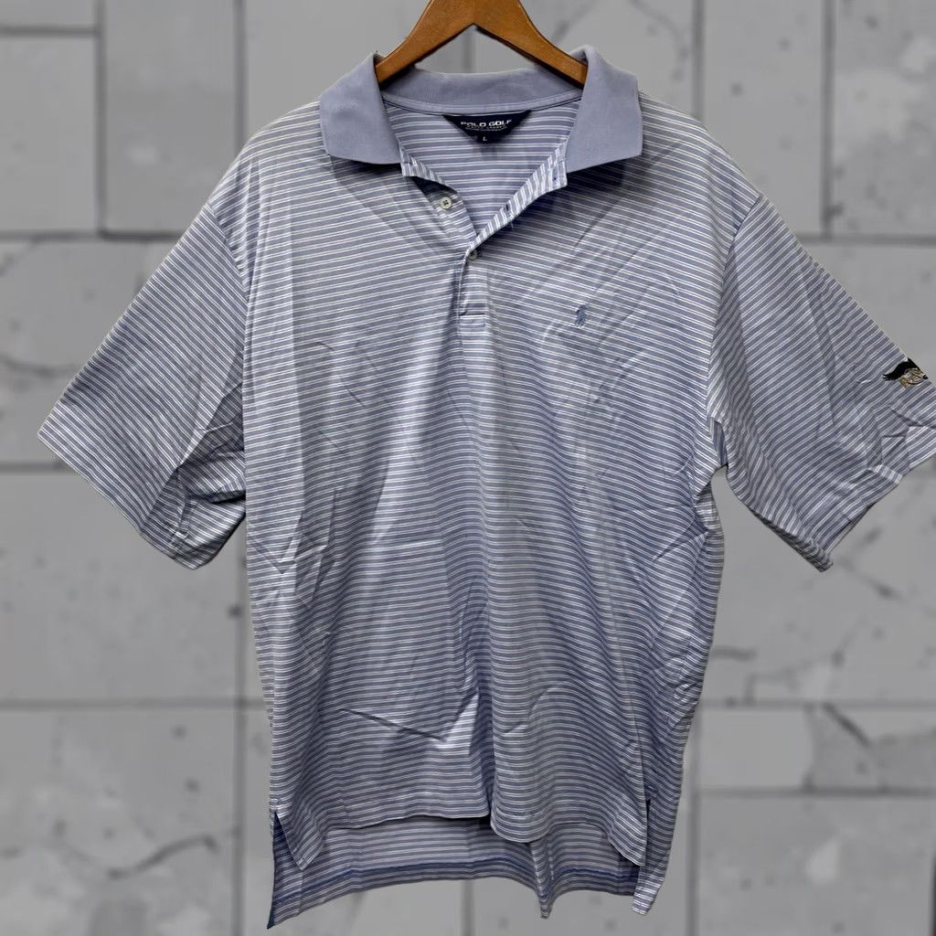 Ralph Lauren Polo Golf Ralph Lauren Pima Cotton Striped Raven Golf Club Polo Shirt Mens L Blue Size US L / EU 52-54 / 3 - 1 Thumbnail