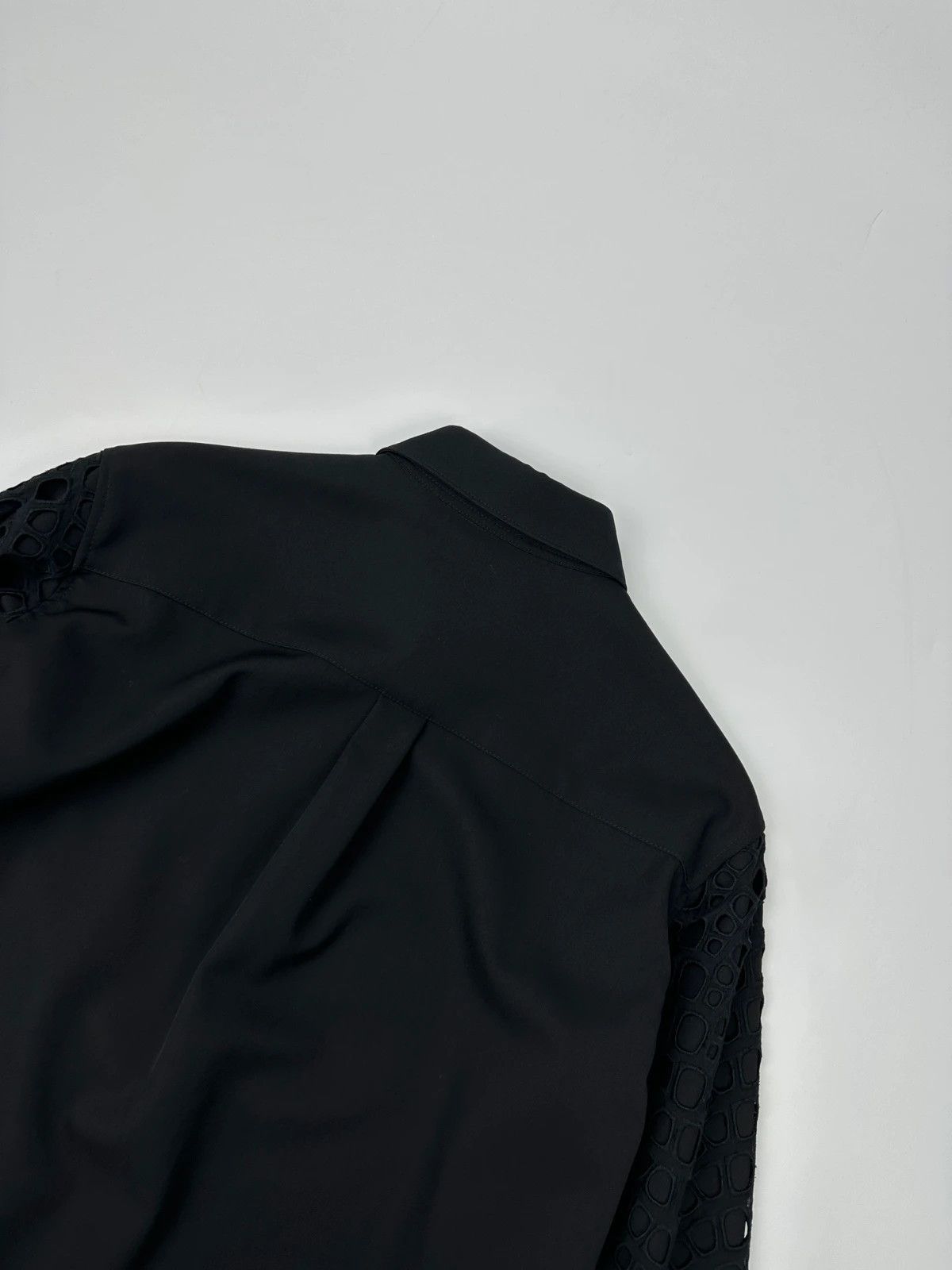 Yohji Yamamoto Y’s Yohji Yamamoto Black Wool Shirt Mesh Sleeves Details Size US S / EU 44-46 / 1 - 6 Thumbnail