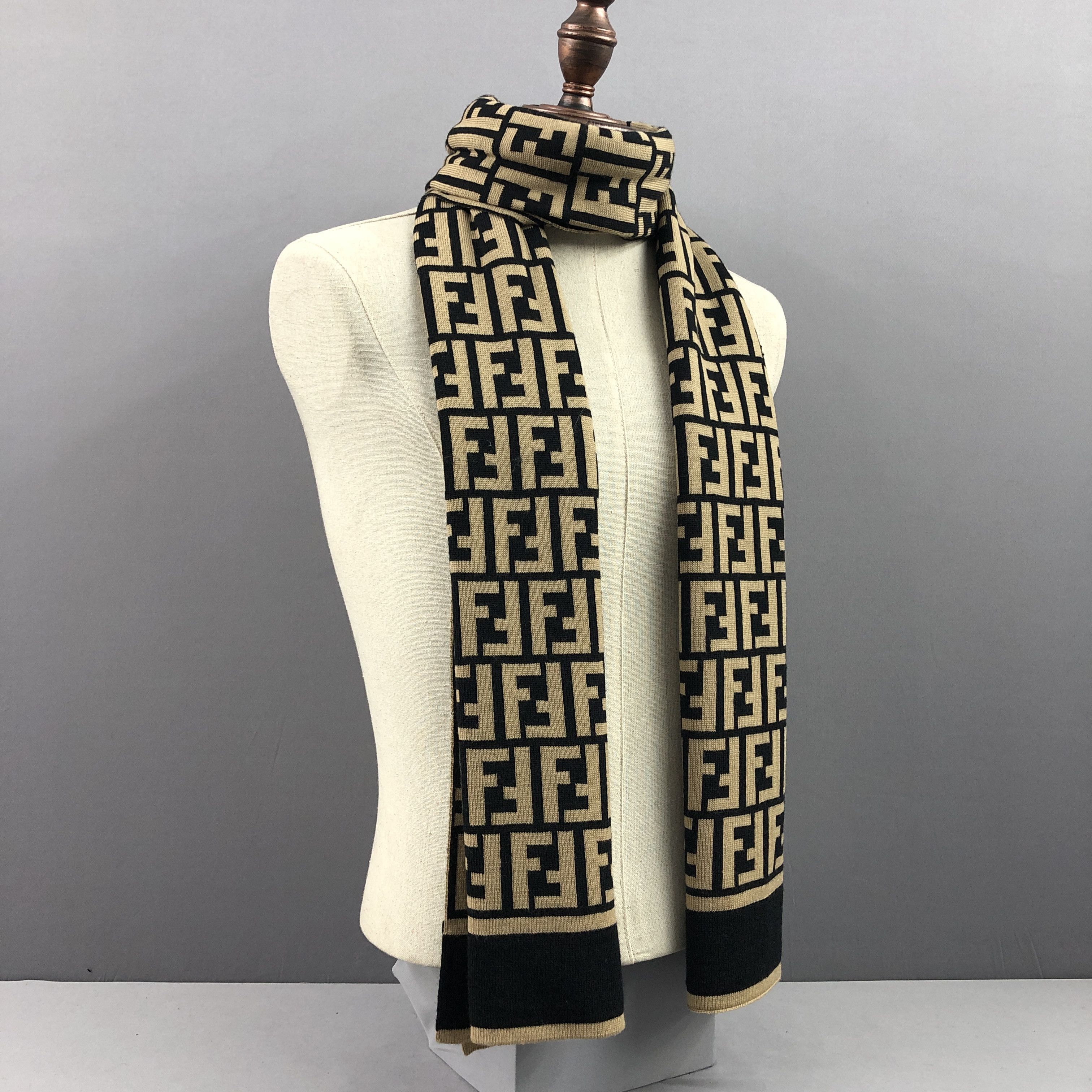 Fendi × Vintage Vintage Fendi Scarf Fendi Zucca FF Monogram Long Scarves Size ONE SIZE - 3 Thumbnail