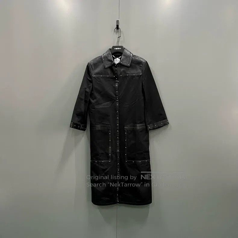 Hermes Hermes Exclusive Black Leather Lamb Fur Coat with Studs Size XXS / US 00 / IT 34 - 1 Thumbnail