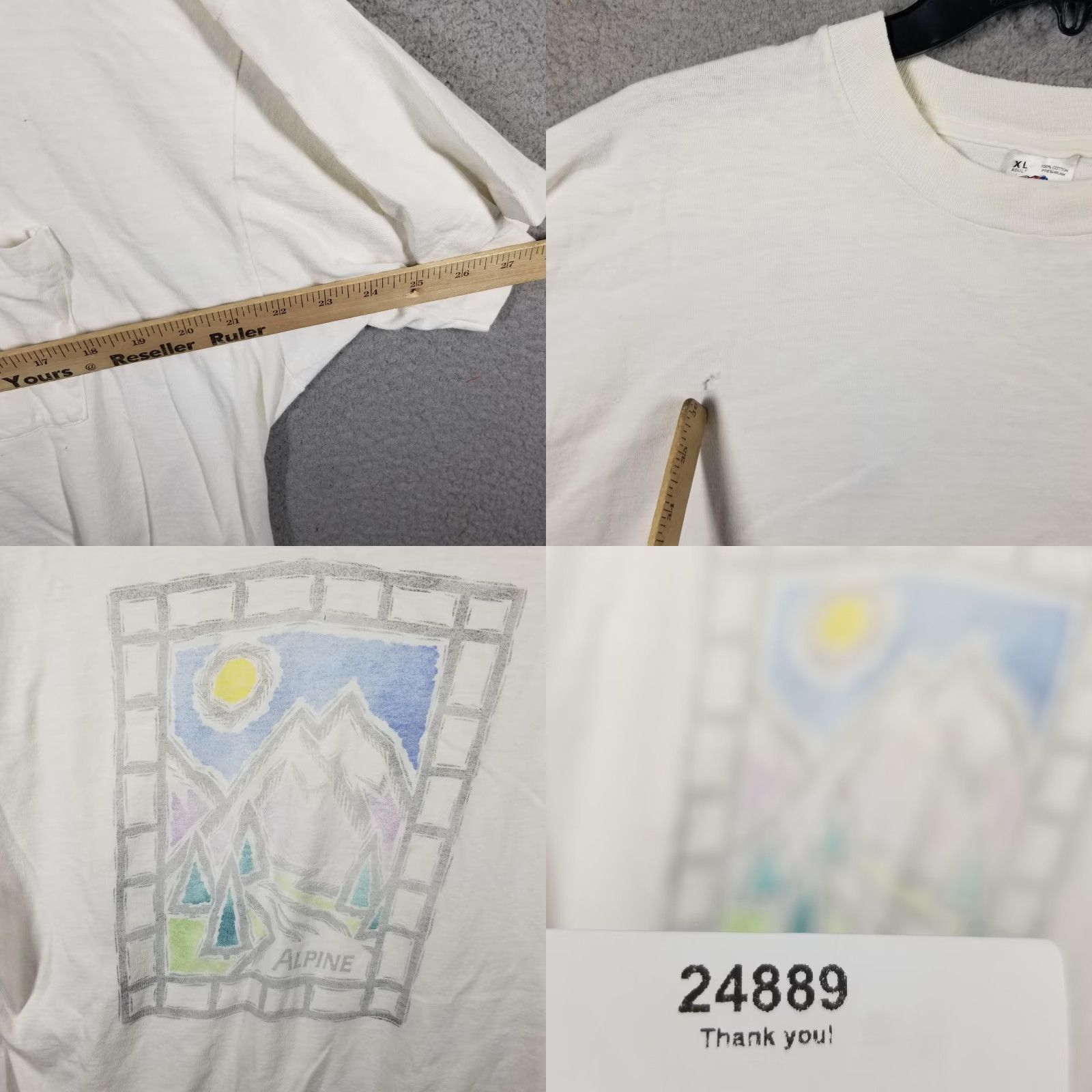 Fruit Of The Loom VINTAGE Alpine Pocket Tee Mountain Graphic Made USA Men XL White T-Shirt Canvas 90s Mens Size US XL / EU 56 / 4 - 8 Thumbnail
