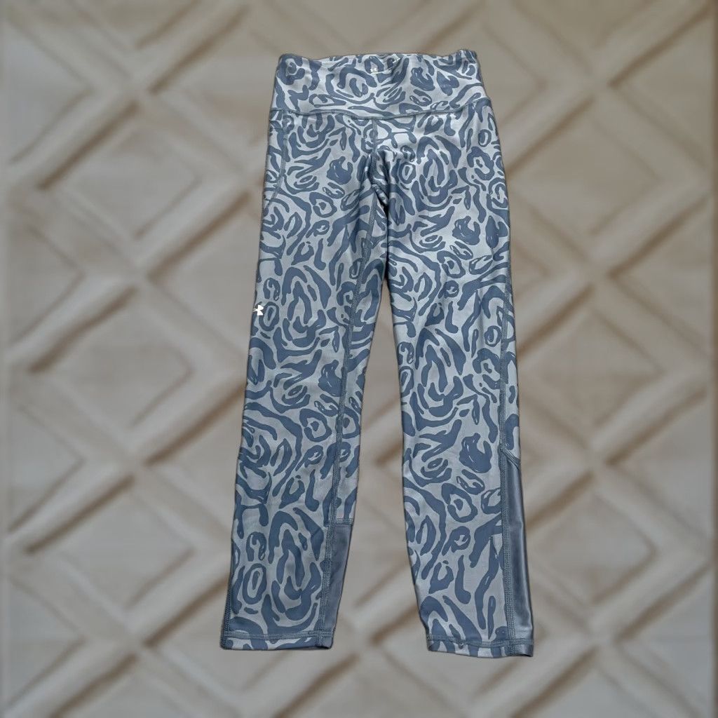 Under Armour VINTAGE Under Armour Compression Leggings Womens S/M Blue Patterned Athletic Gym 25x24 Size 28" / US 6 / IT 42 - 1 Thumbnail