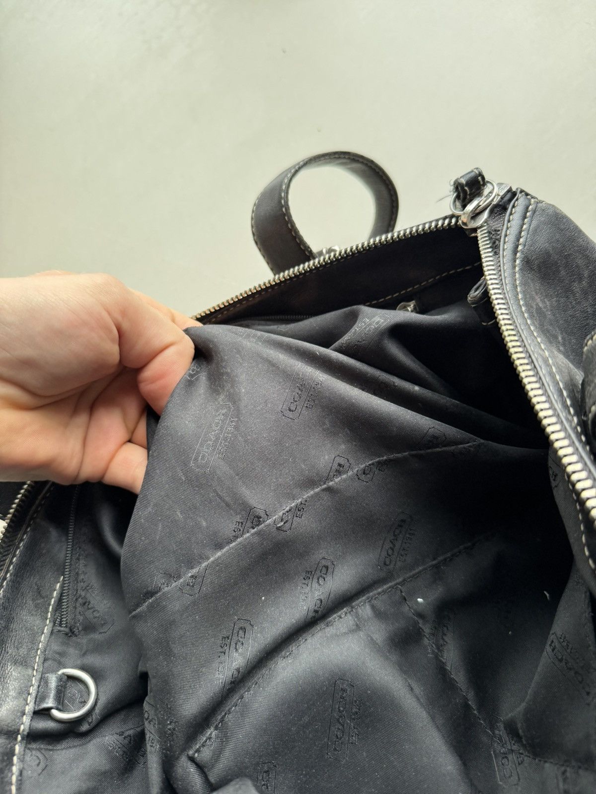 バッグ archive coach grunge leather bag black Coach Black Leather Bag Archive