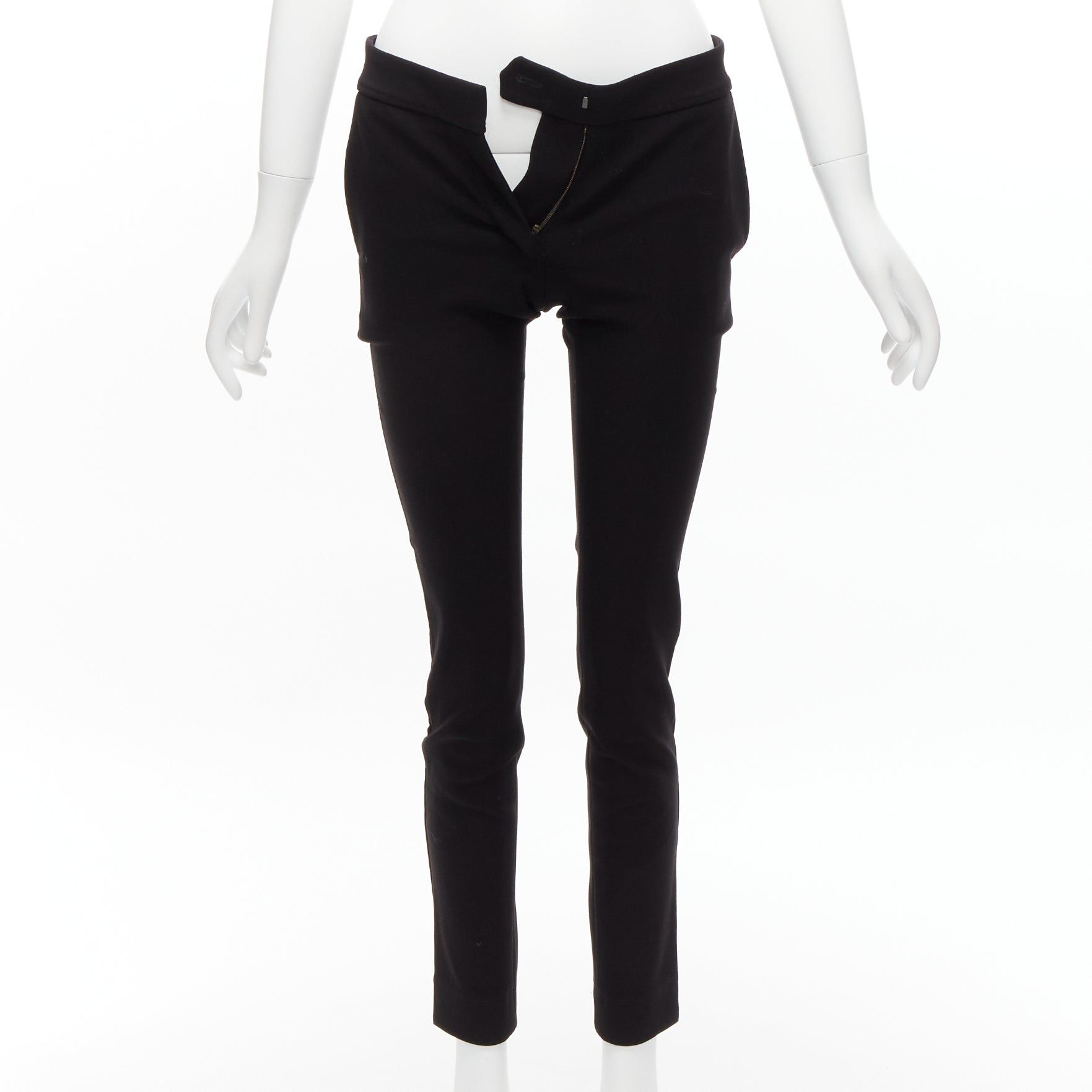 Stella McCartney new STELLA MCCARTNEY black wool blend high waist back pocket cropped skinny pants IT36 XXS Size 25" / US 0 / IT 36 - 1 Thumbnail