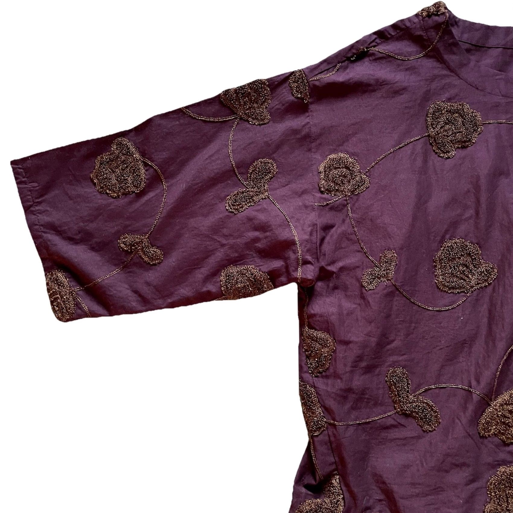 Vintage Pure Jill Valley Florals Embroidered 3/4 Square-Sleeve Top Cotton Burgundy Small Shirt Women Regular XS? Size S / US 4 / IT 40 - 6 Thumbnail