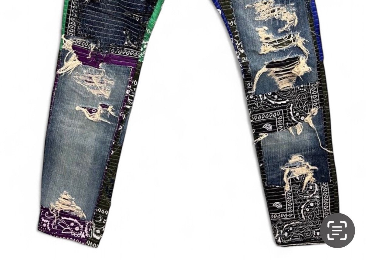 Kapital KAPITAL BORO BANDANA DECONSTRUCTED ARCHIVE DENIM PANTS Size US 32 / EU 48 - 4 Thumbnail