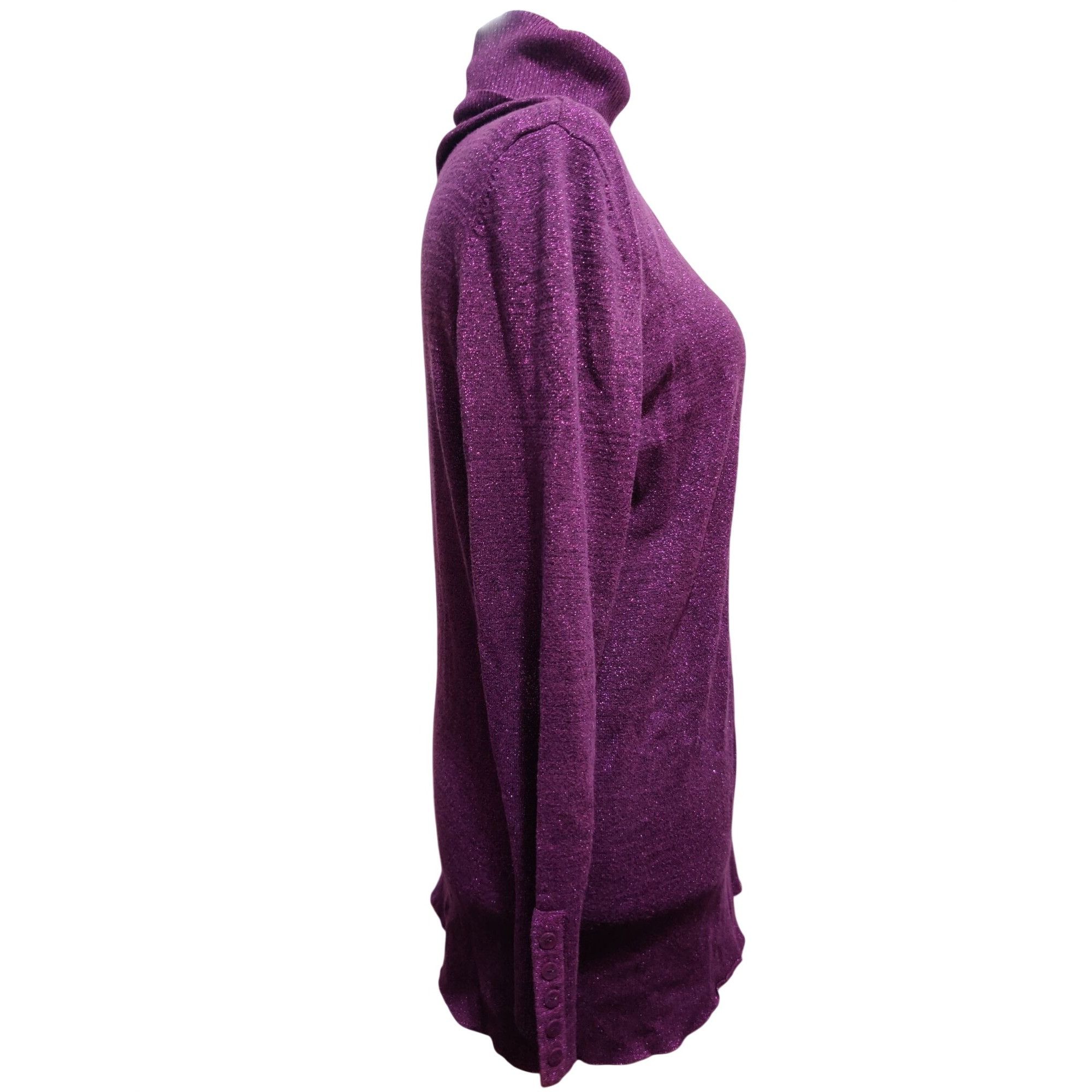 Other Plus Size 2X Womens Purple Sweater Metallic Shimmer Turtlene Size XXL / US 16-18 / IT 52-54 - 4 Thumbnail