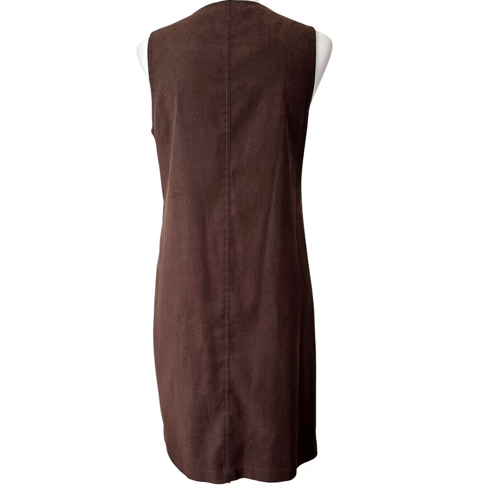Talbots Talbots Sleeveless Shift Dress Brown Button Front Jumper Patch Pockets Womens 4 Size S / US 4 / IT 40 - 4 Thumbnail