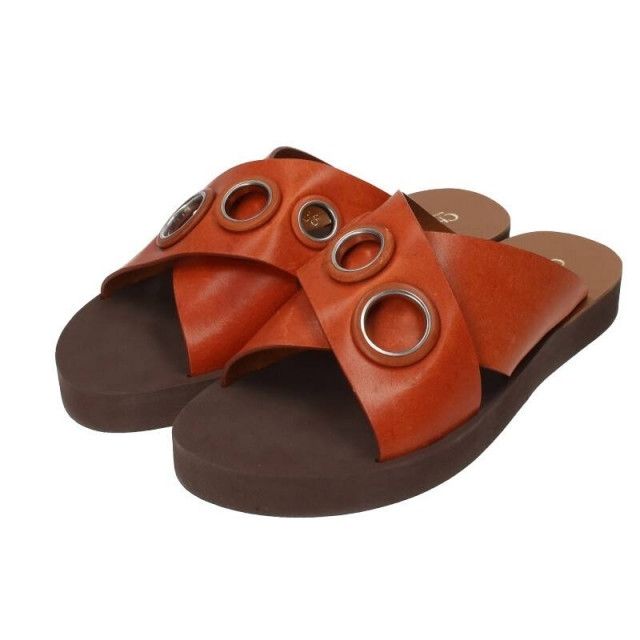 Chloe Chloe Orange Leather Ring Flat Sandal Size 37 Size US 7 / IT 37 - 1 Thumbnail