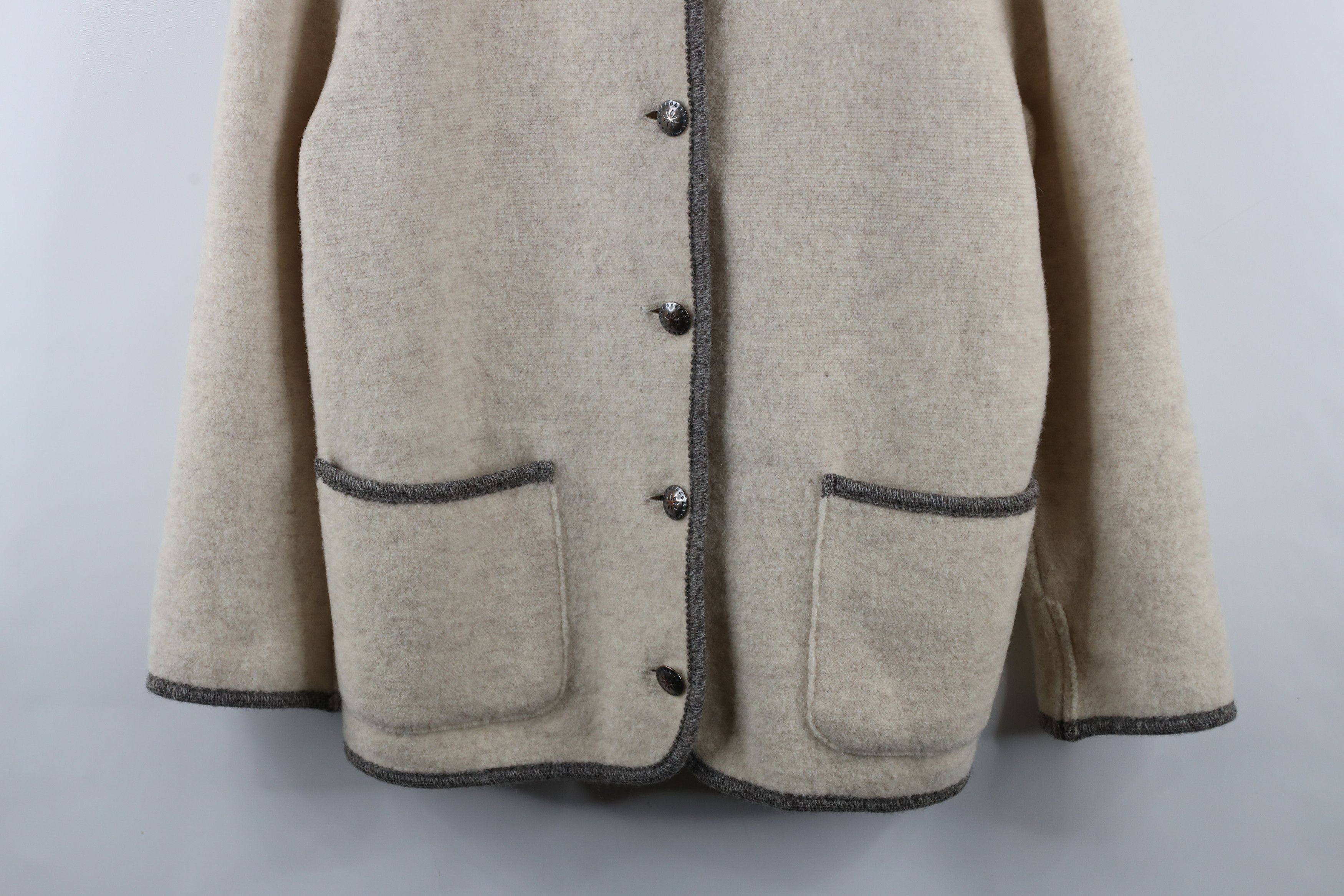 Vintage 90s LL Bean Wool Knit Cardigan Sweater Beige USA