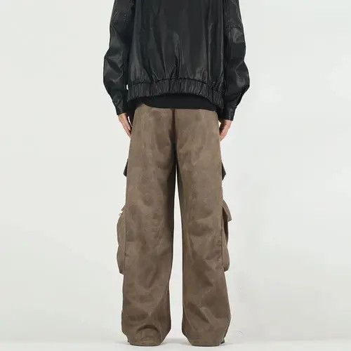 Japanese Brand Brown Leather Wide Leg Cargo Pant Size US 34 / EU 50 - 4 Thumbnail